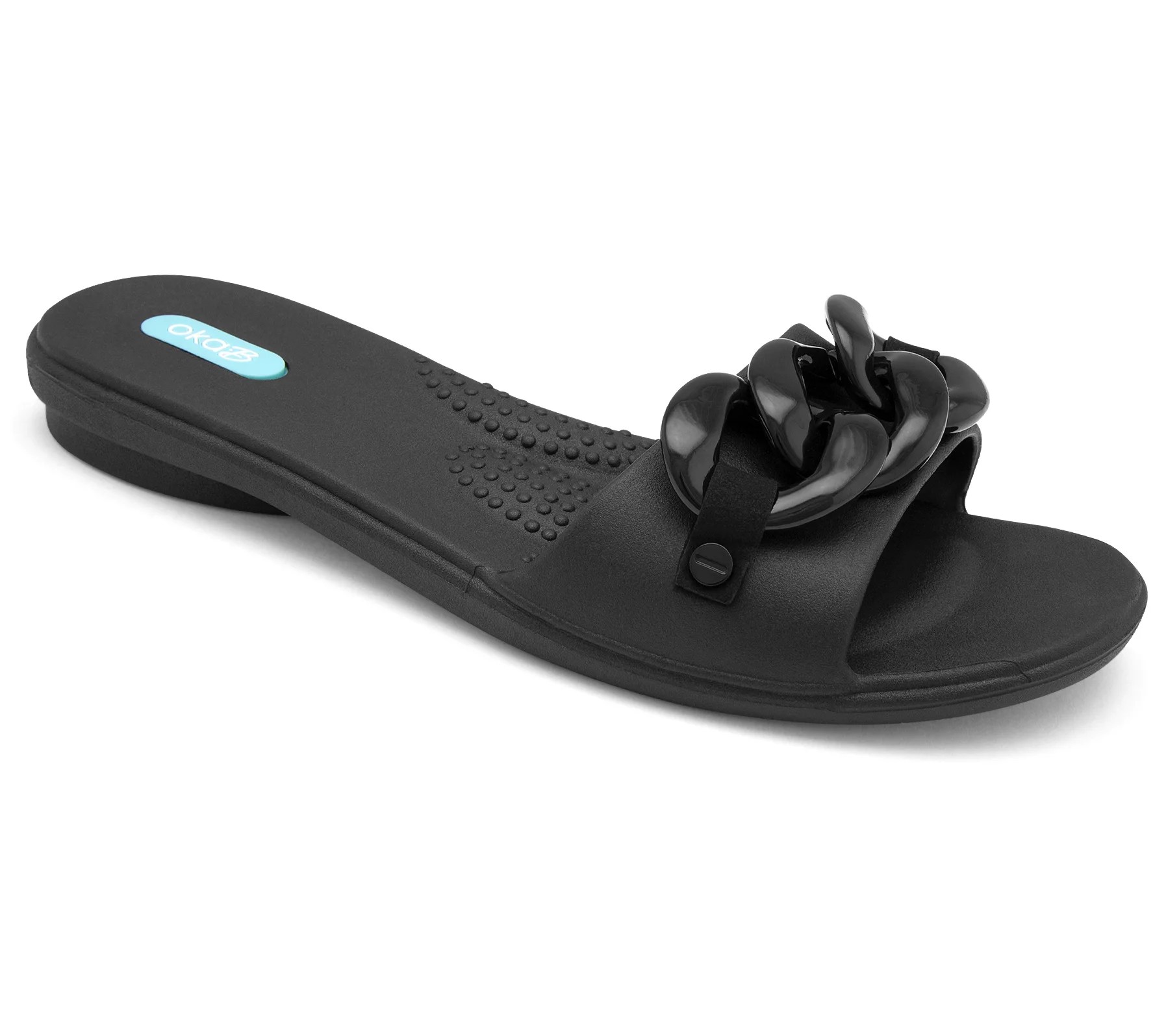 OkaB Chain Embellished Slide Sandals Moira