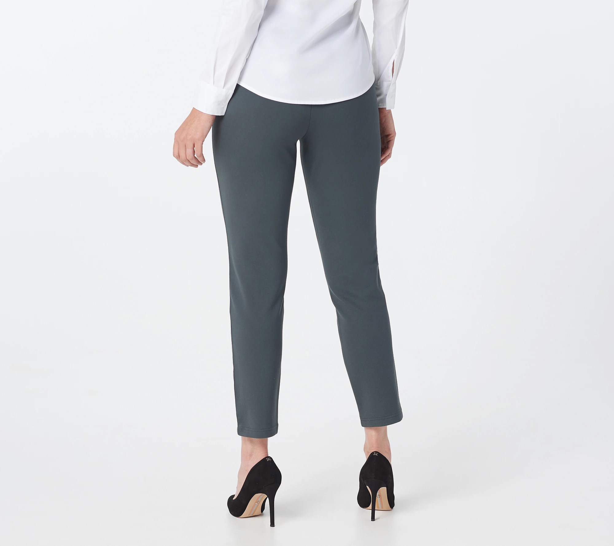 Joan Rivers Regular Signature Knit Ankle Pants w/ Grosgrain Trim