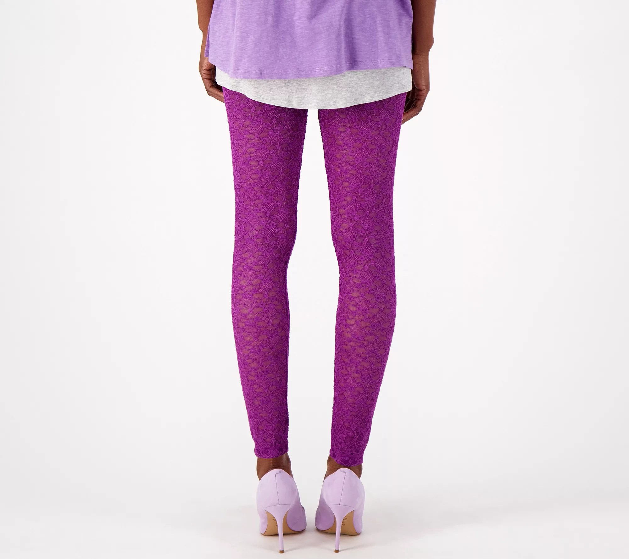 LOGO Layers by Lori Goldstein Regular Stretch Lace Leggings