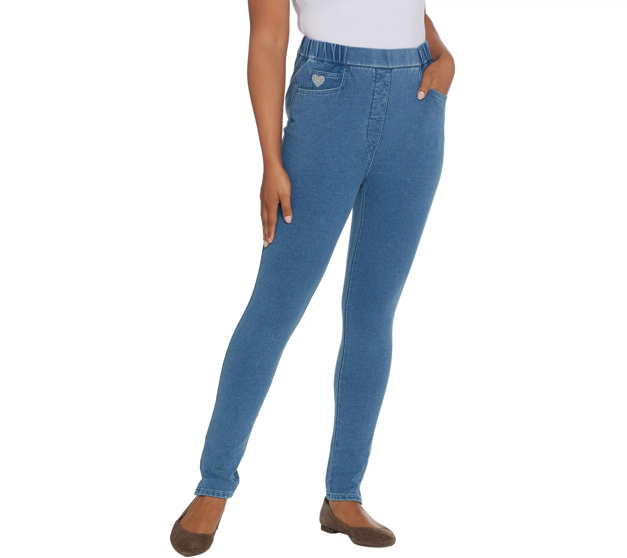 Quacker Factory DreamJeannes Regular PullOn Leggings with Pockets