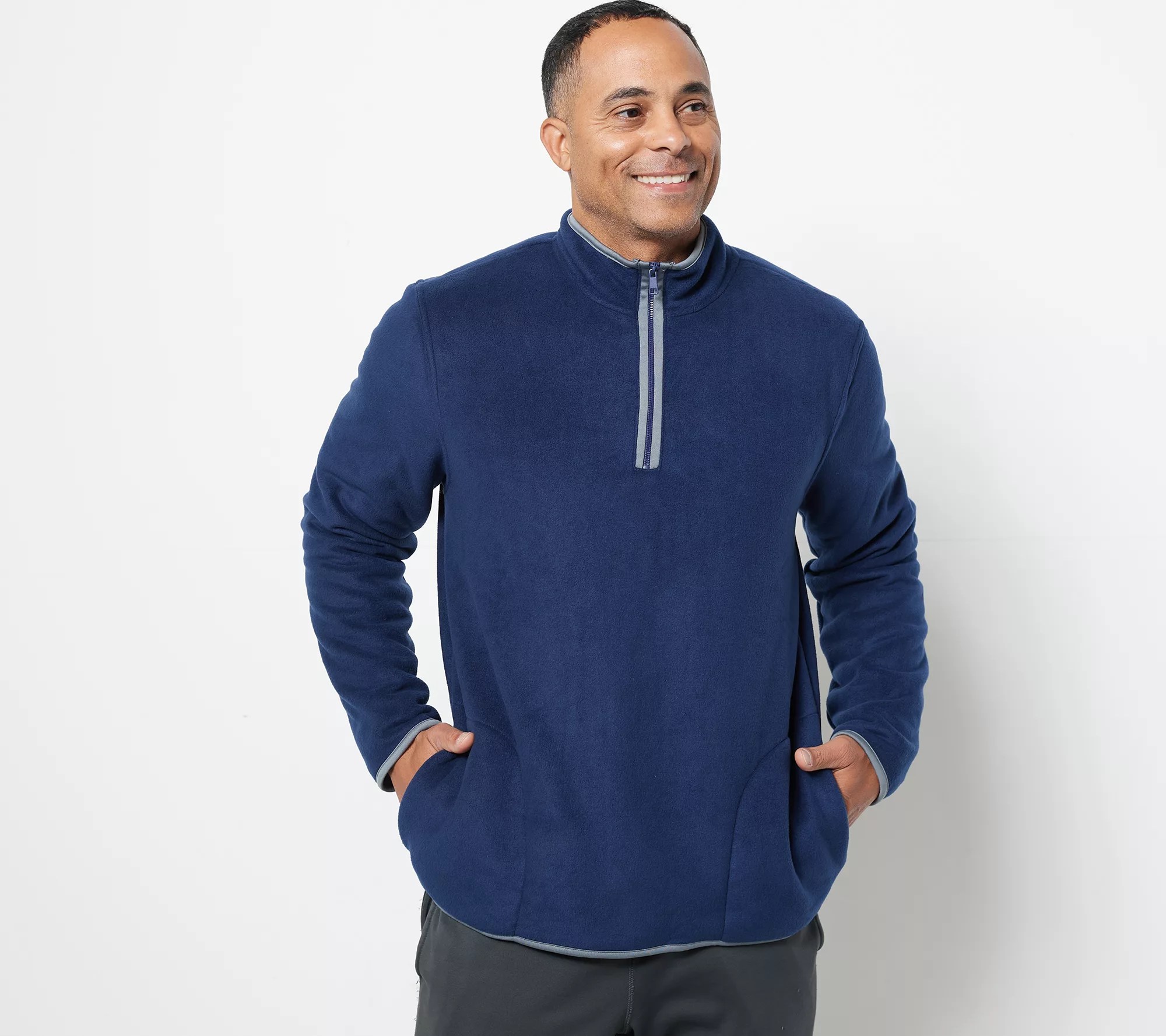 Cuddl Duds Men's Fleece Bonded Sherpa Half Zip Pullover