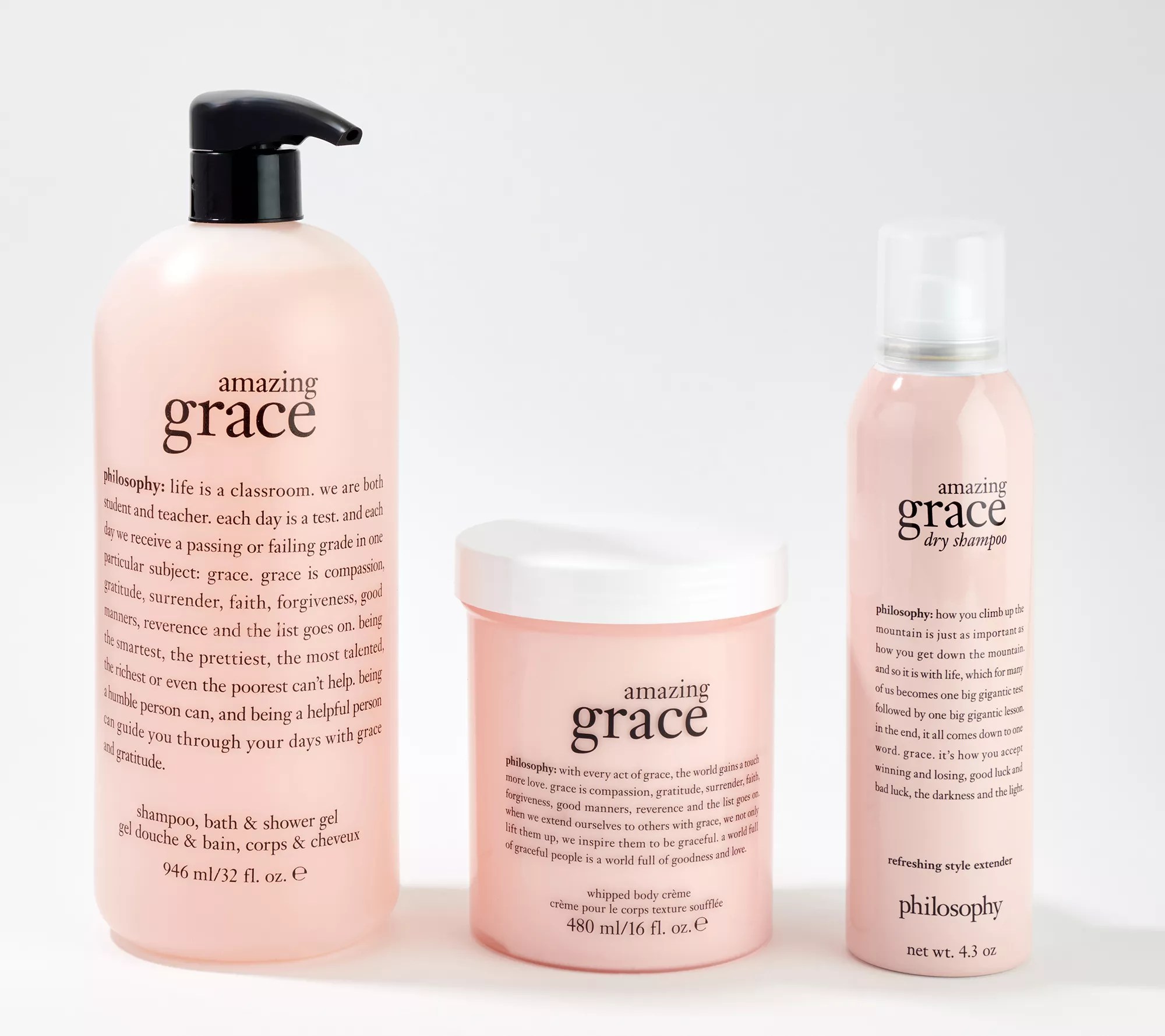 (QVC) philosophy amazing grace fragrance hair & body care set