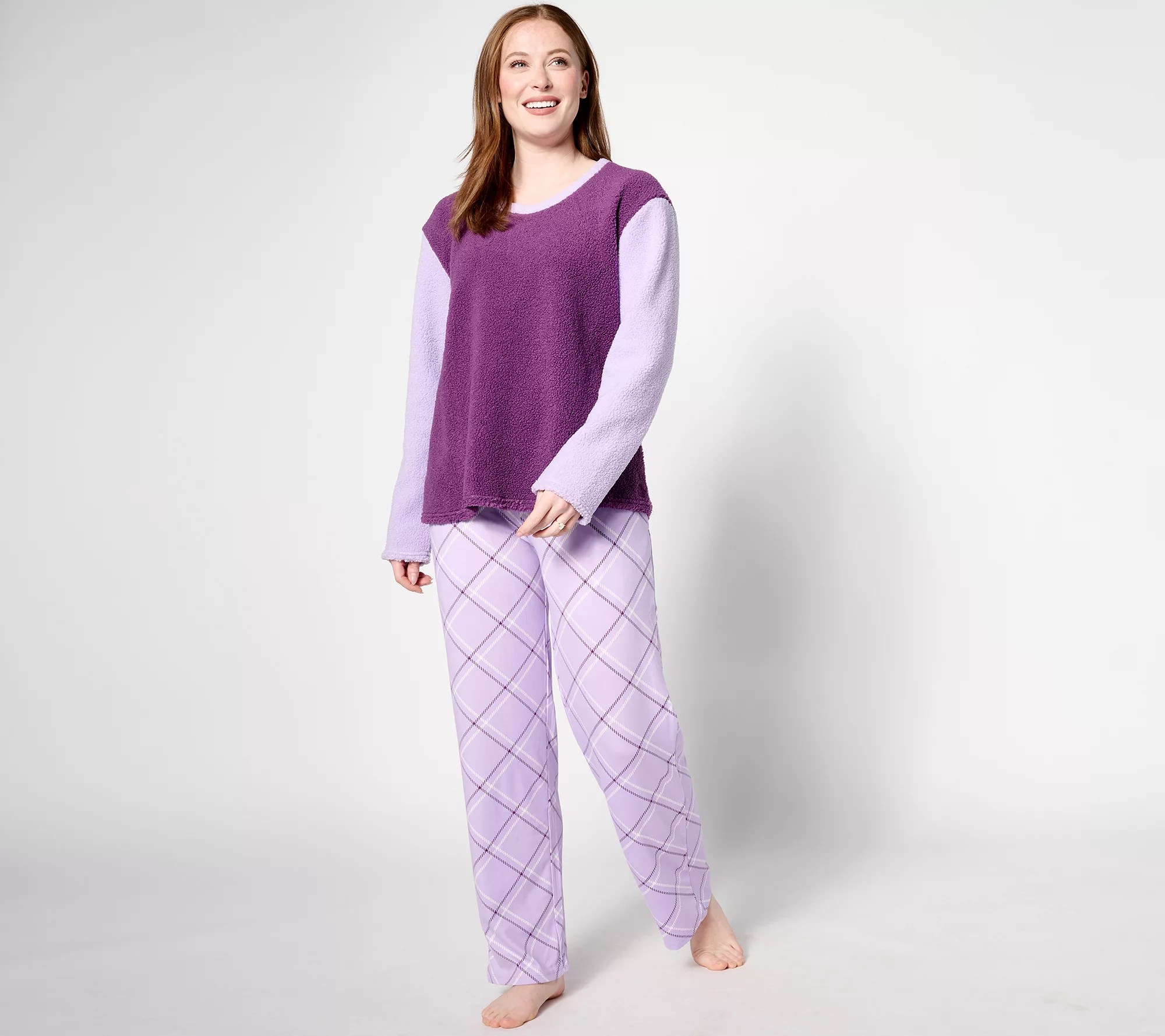 "As Is" Cuddl Duds Petite Teddy Sherpa w/ Cozy Jersey Lounge Set