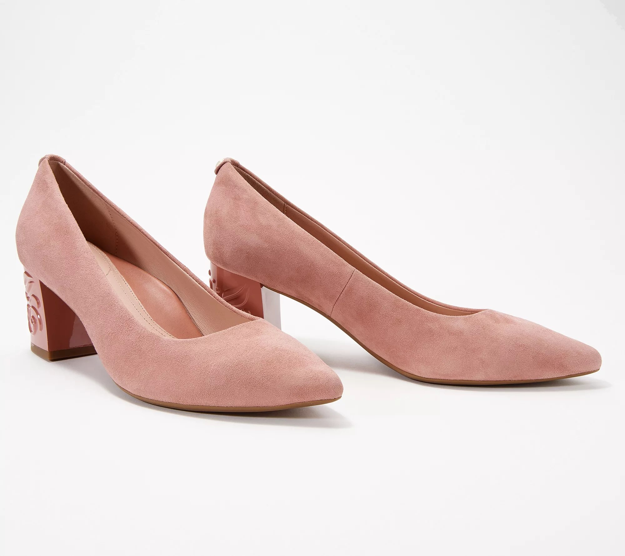 Taryn Rose Suede Pumps with Heel Detail Marigold