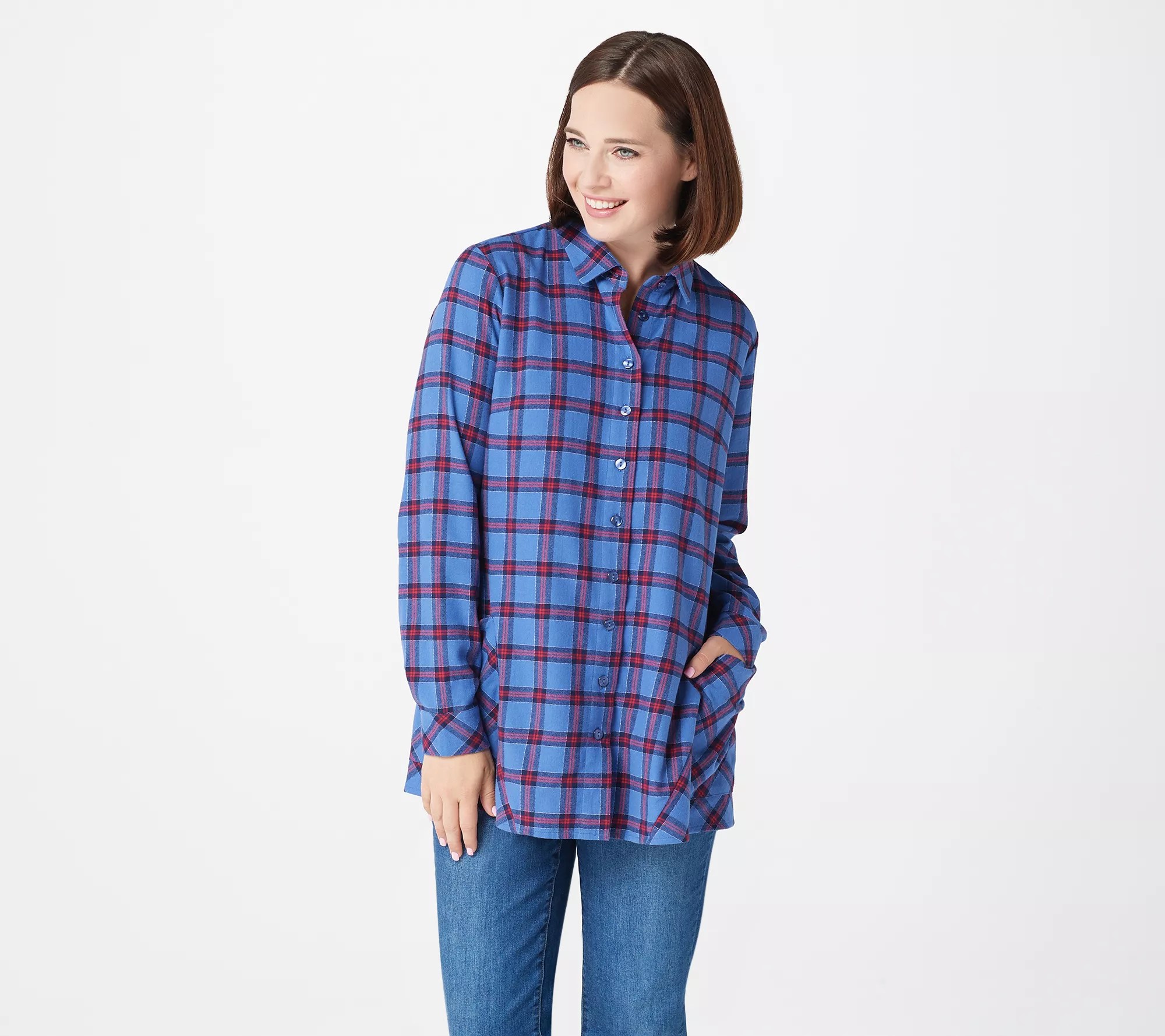 Joan Rivers Tartan Plaid Flannel Shirt
