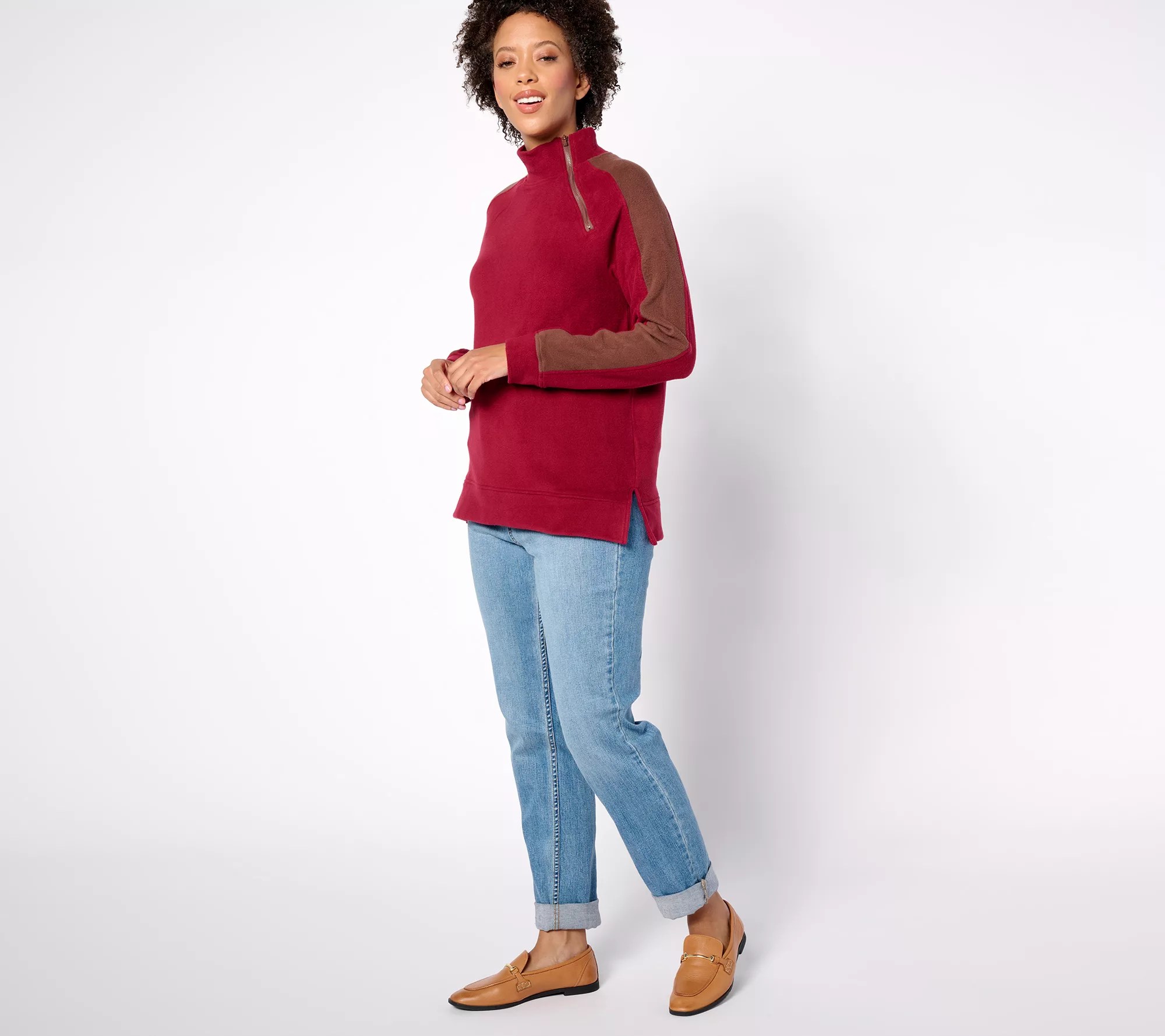 "As Is" Cuddl Duds Fleece with Stretch Mock Neck Pullover