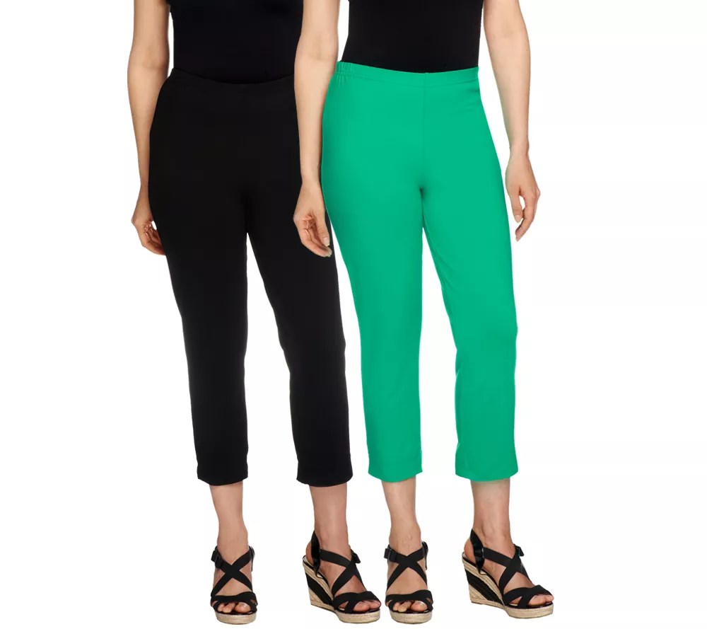 "As Is" Women with Control Regular Set of 2 Straight Leg Knit Crop