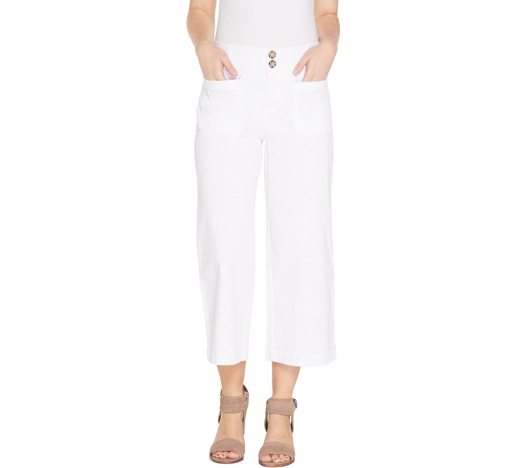 "As Is" Denim & Co. Stretch Twill Wide Leg Crop Pant