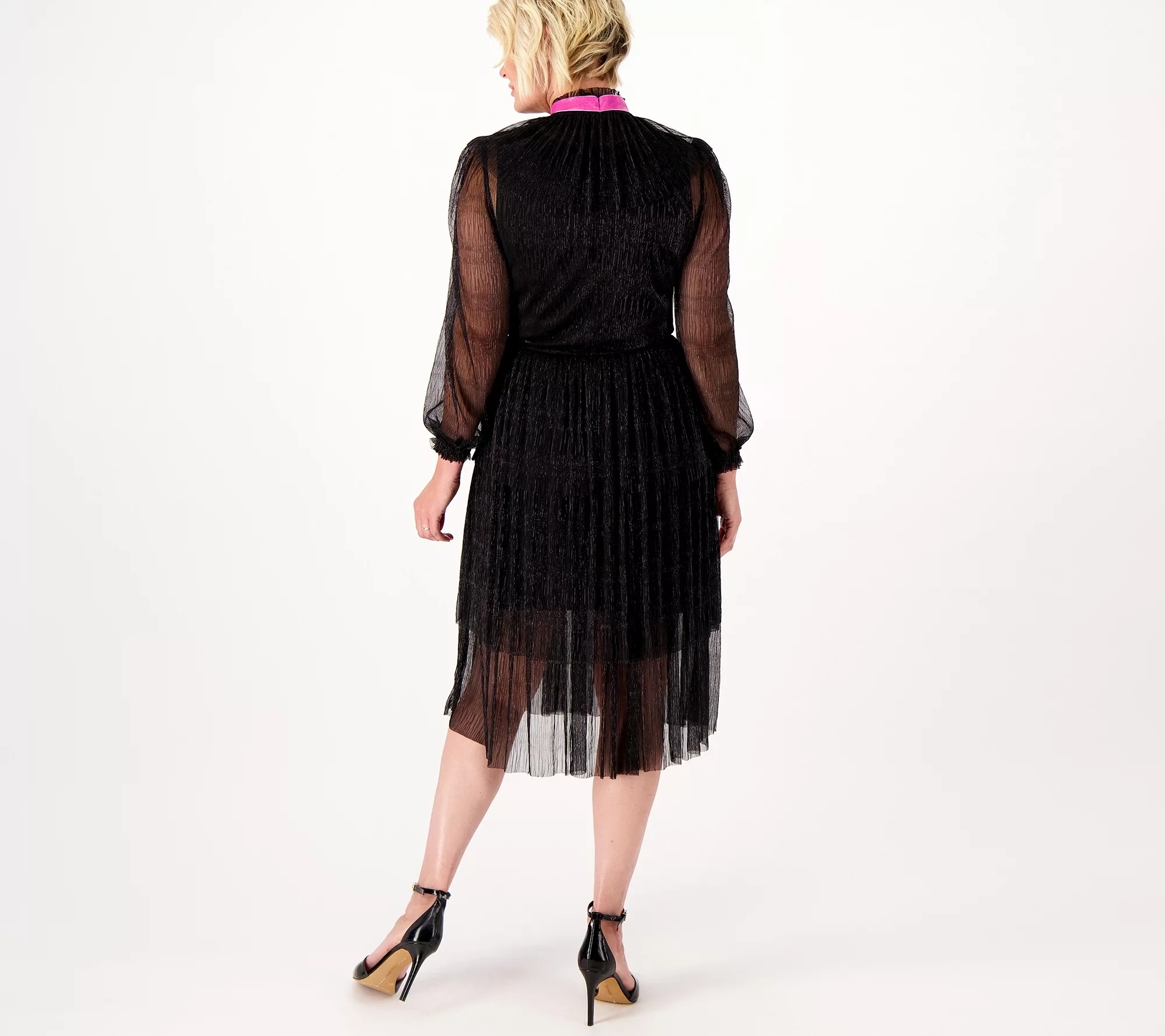 Studio Park x Shawn Killinger Metallic Pleat Tiered Dress with Velvet