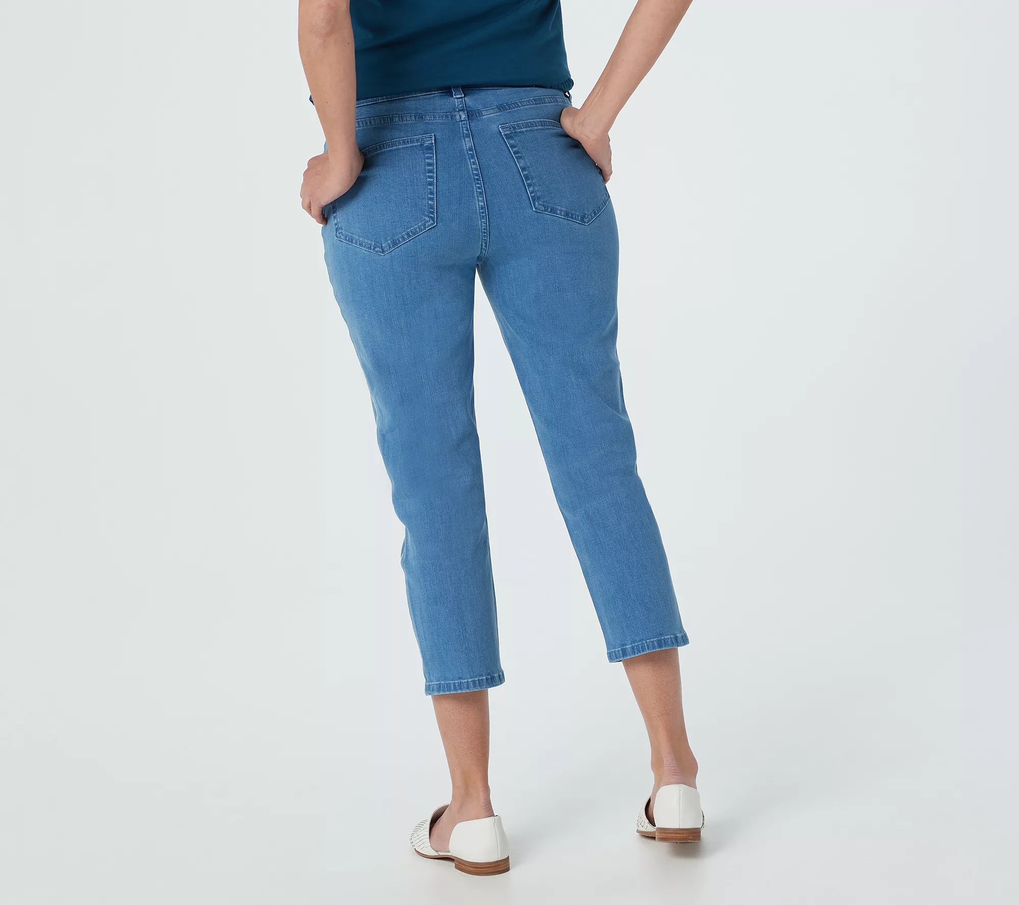 "As Is" Denim & Co. Triblend Slim Straight Crop Jeans w/ Piped Side