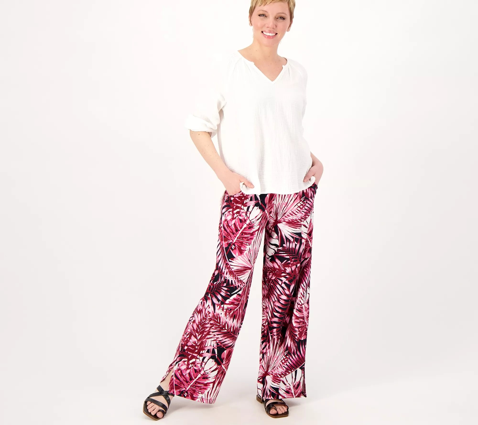 Denim & Co. Petite Beach "Best Of" Printed Jersey Pants