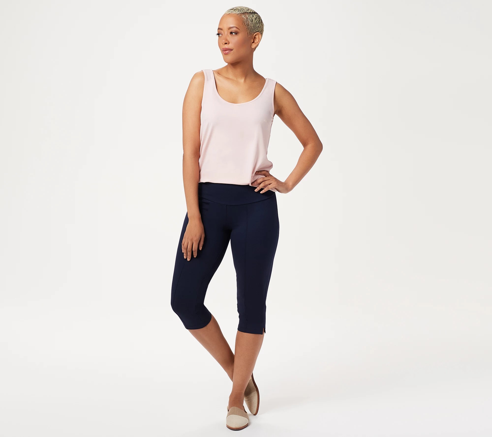 Women with Control Tummy Control Pedal Pushers w Pintuck Detail