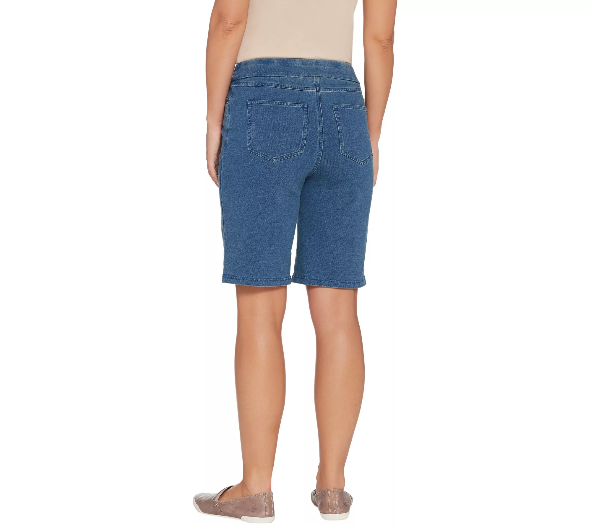 "As Is" Denim & Co. Comfy Knit Smooth Waist PullOn 5Pocket Shorts