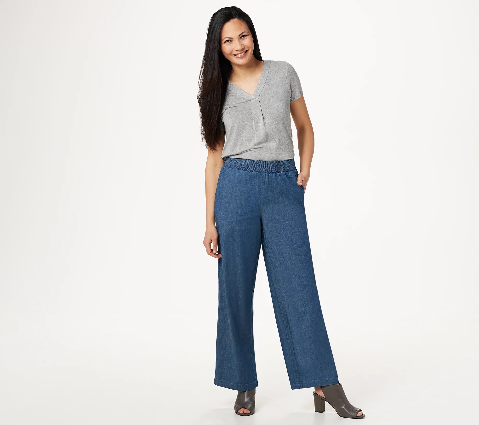 Denim & Co. Stretch Denim WideLeg Pants