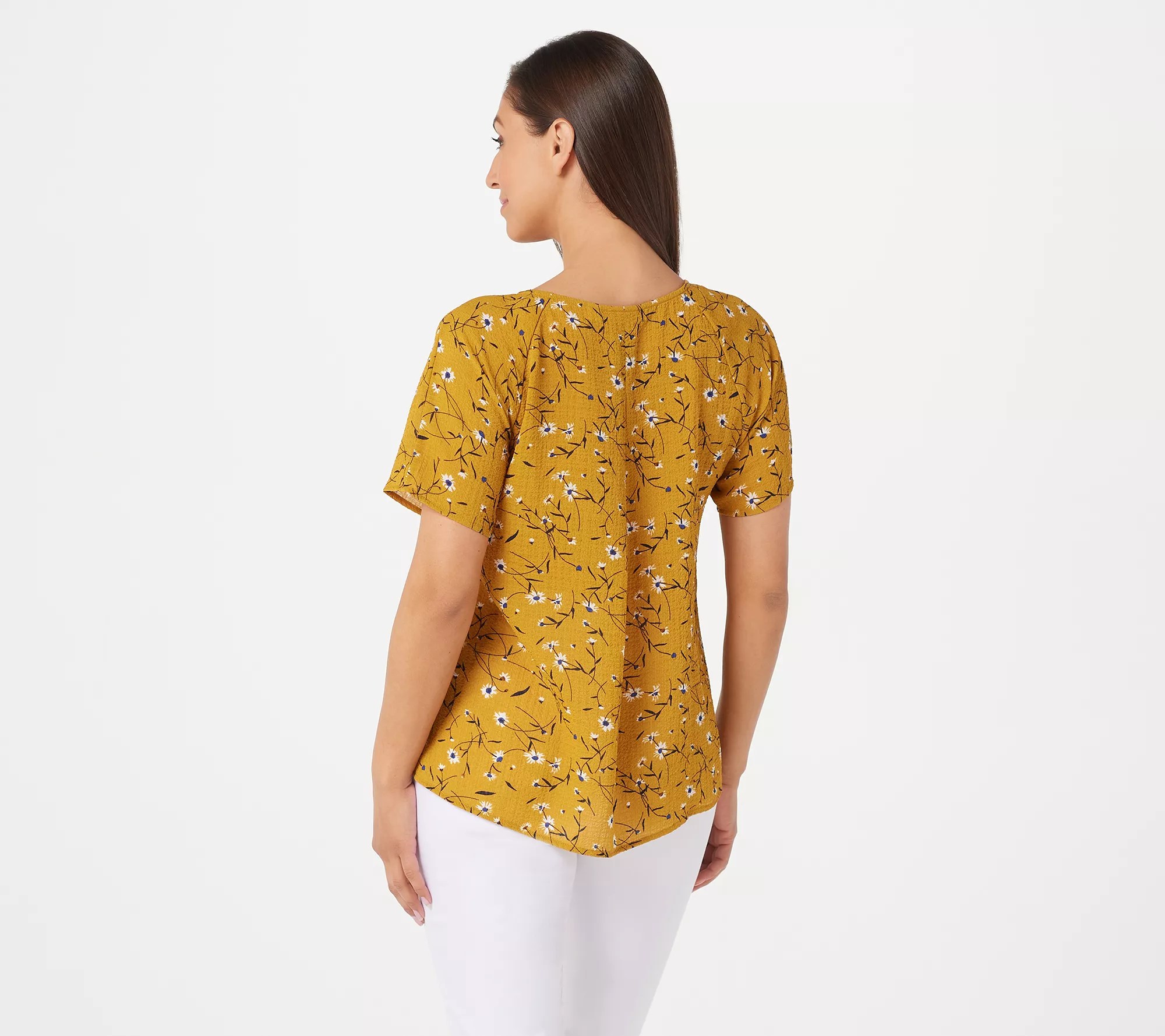 Joan Rivers Floral Print Blouse with Inverted Back Pleat