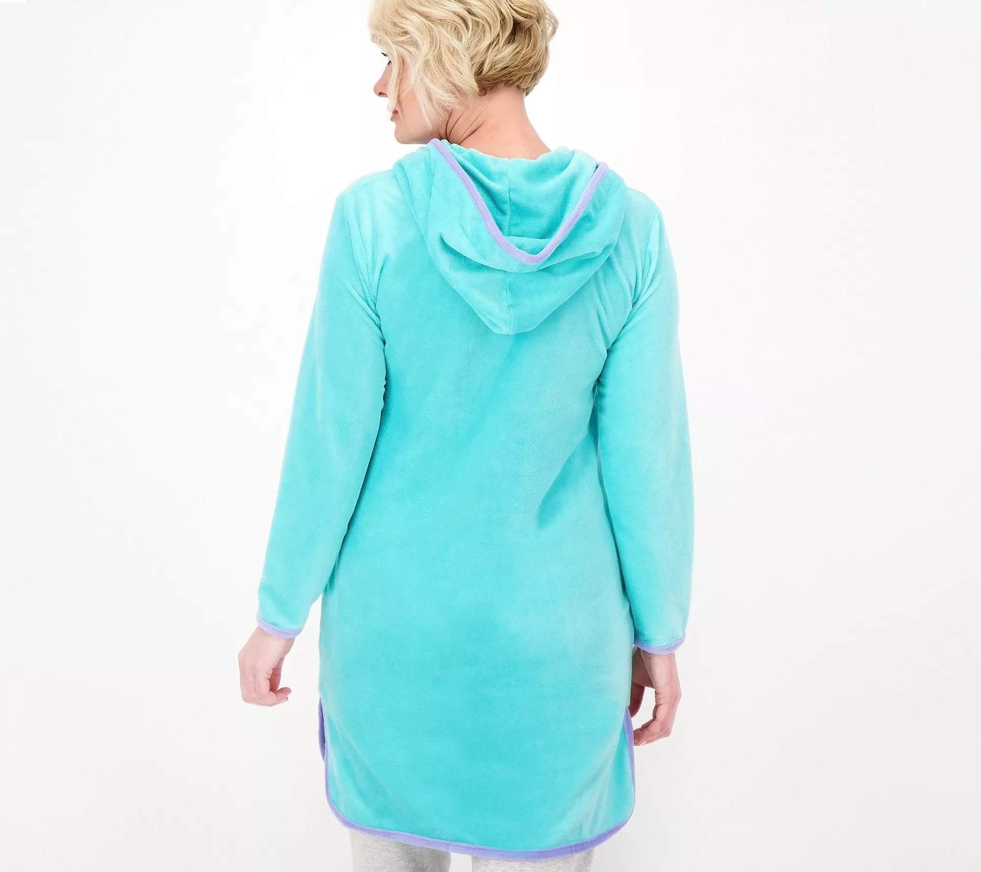 MUK LUKS Vintage Terry Hooded VNeck Zip Front Robe