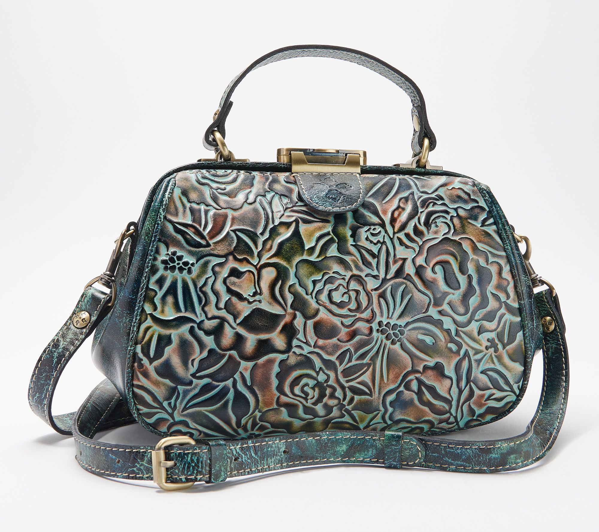 "As Is" Patricia Nash Gracchi Frame Leather Satchel