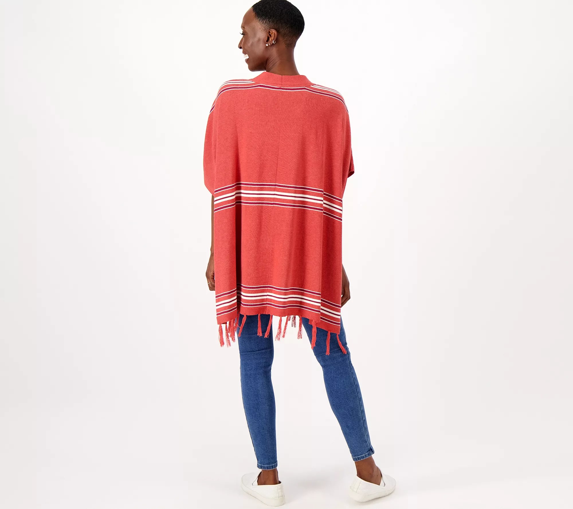 "As Is" Denim & Co. Canyon Retreat Jacquard Open Front Ruana