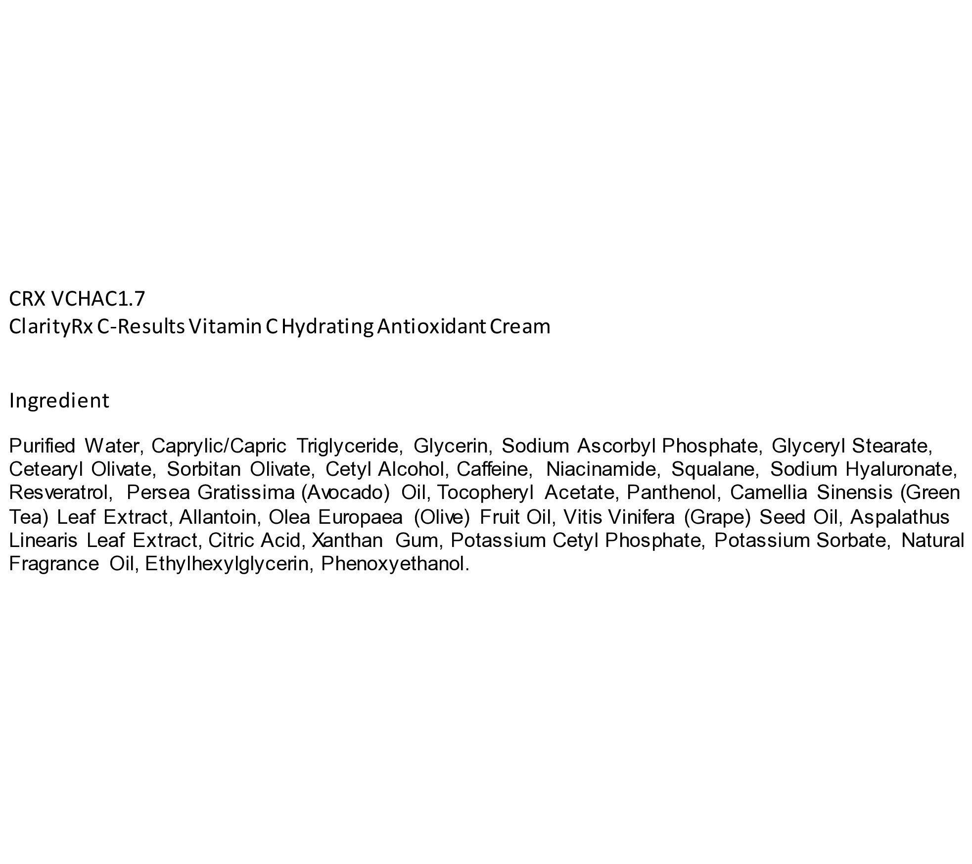ClarityRx CResults Vitamin C Hydrating Antioxidant Cream