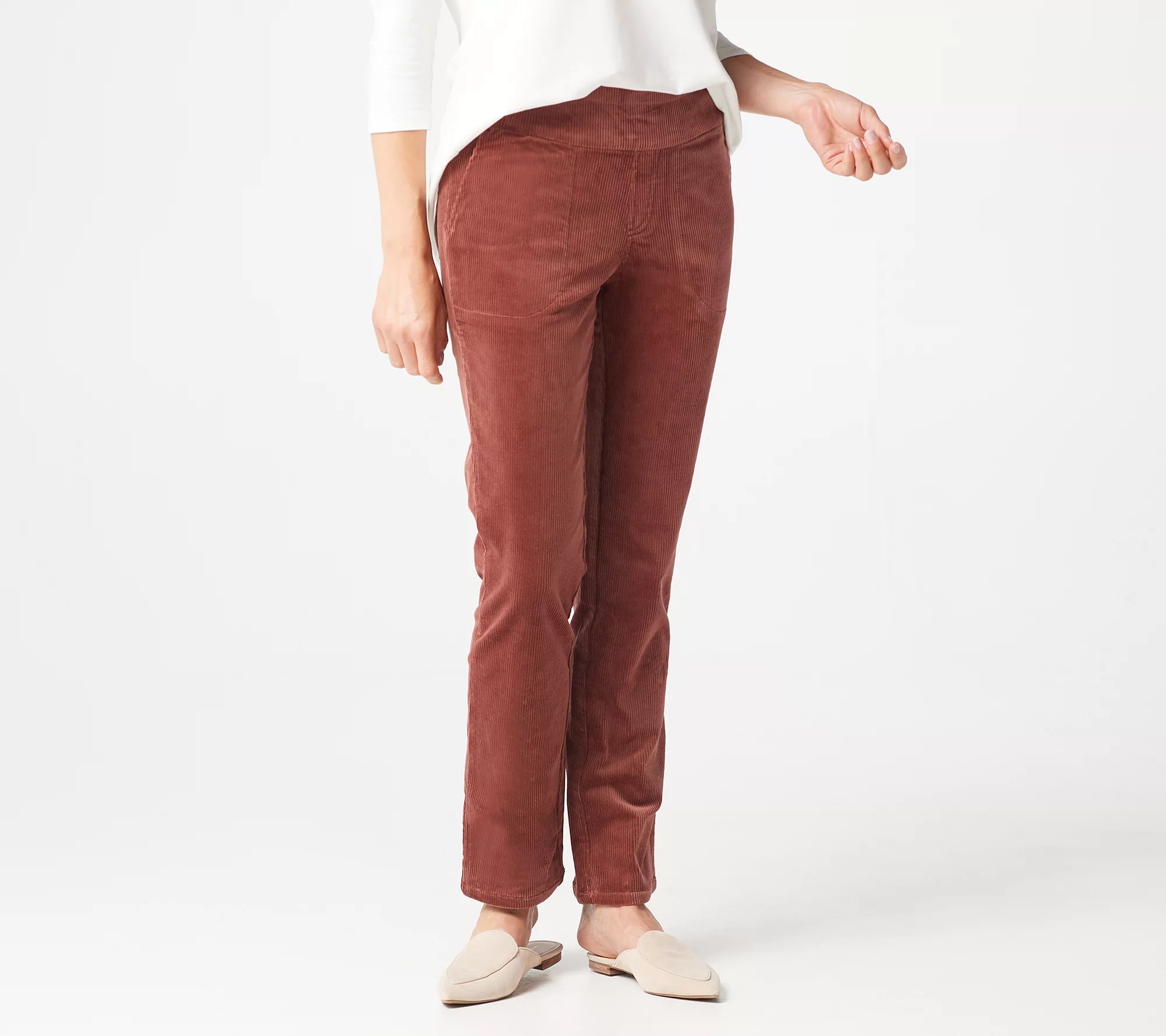 Denim & Co. Stretch Corduroy Smooth Waist PullOn Pants