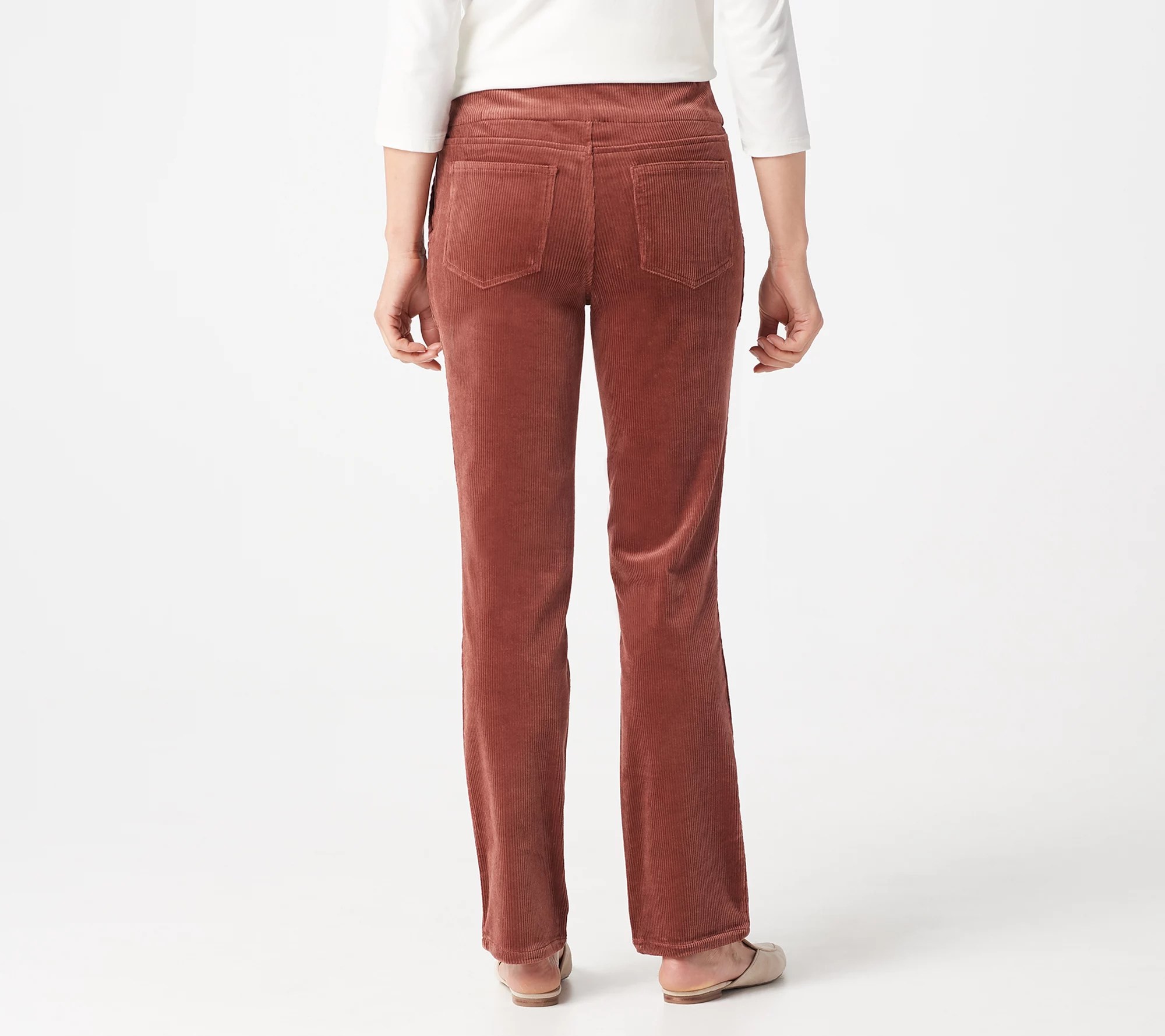 Denim & Co. Stretch Corduroy Smooth Waist PullOn Pants