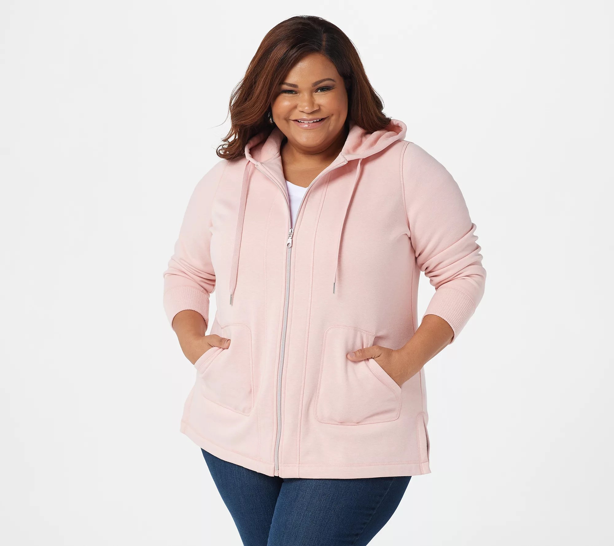 Isaac Mizrahi Live! SOHO Plushed Back Zip Front Hoodie
