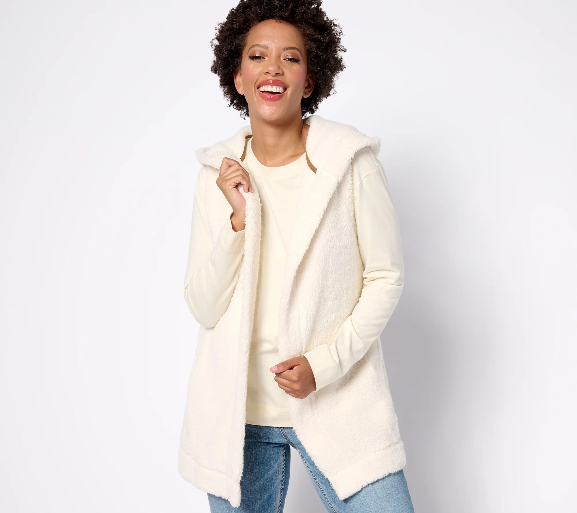 Koolaburra by UGG Cozy Sherpa Hooded Vest & Long Sleeve Tee