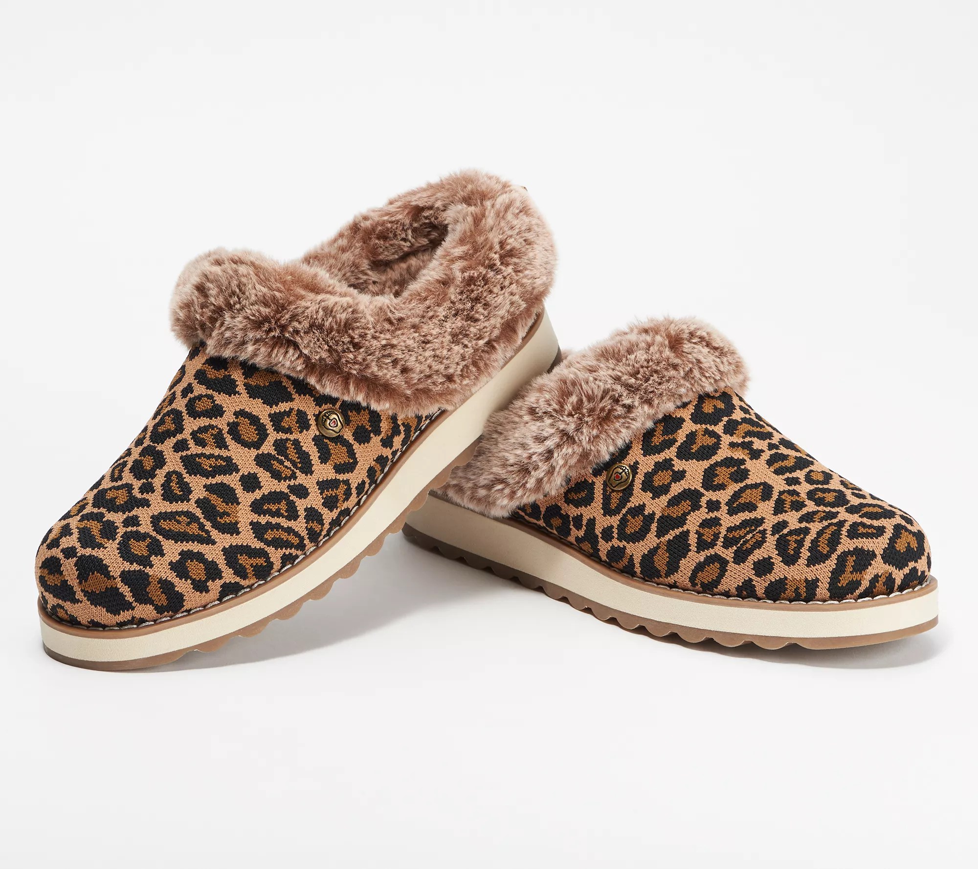 (QVC) QVC2 Skechers BOBS Knit Faux Fur Clog Slippers Keepsakes 2.0