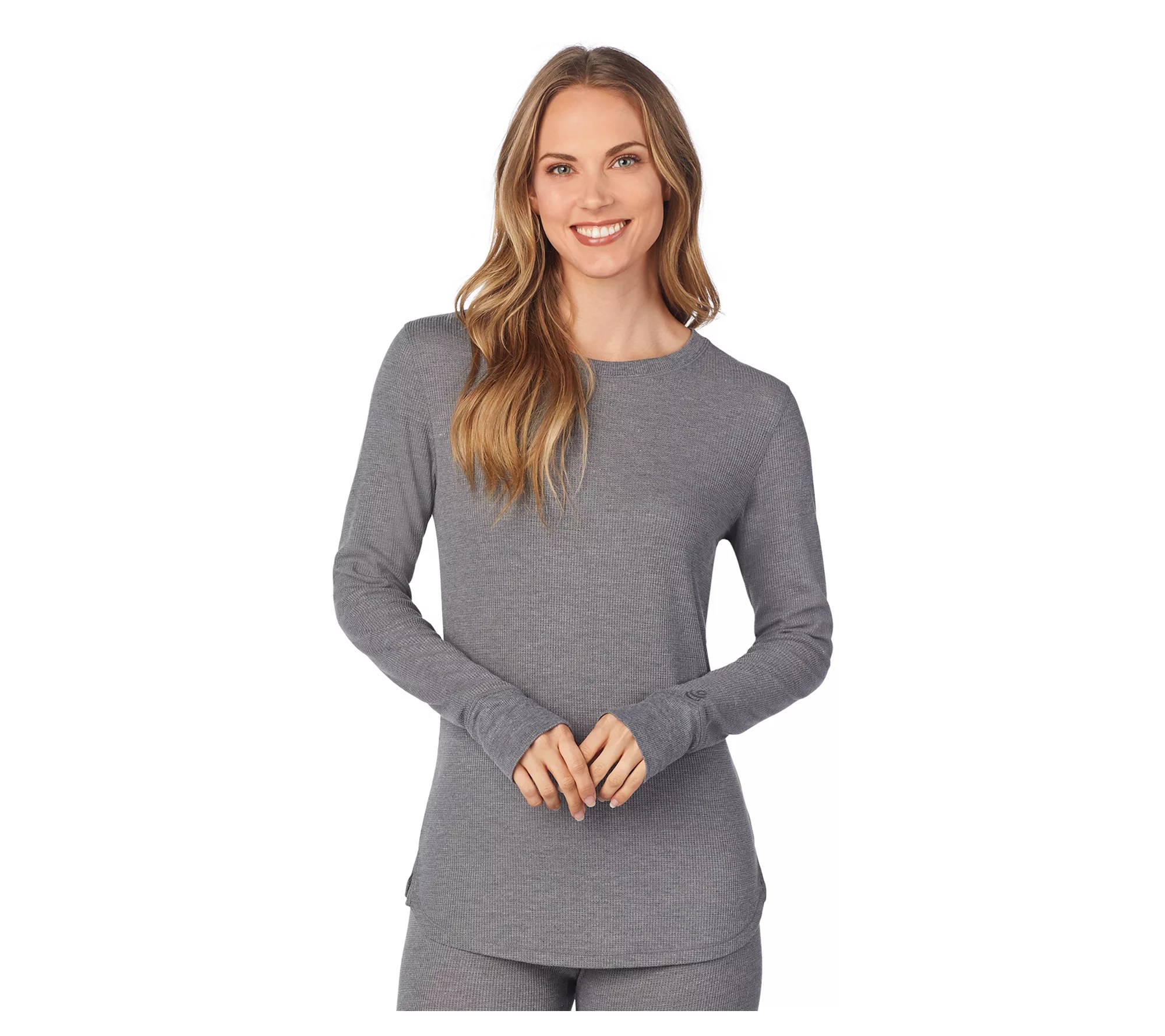 Cuddl Duds Ladies Stretch Waffle Long Sleeve Top