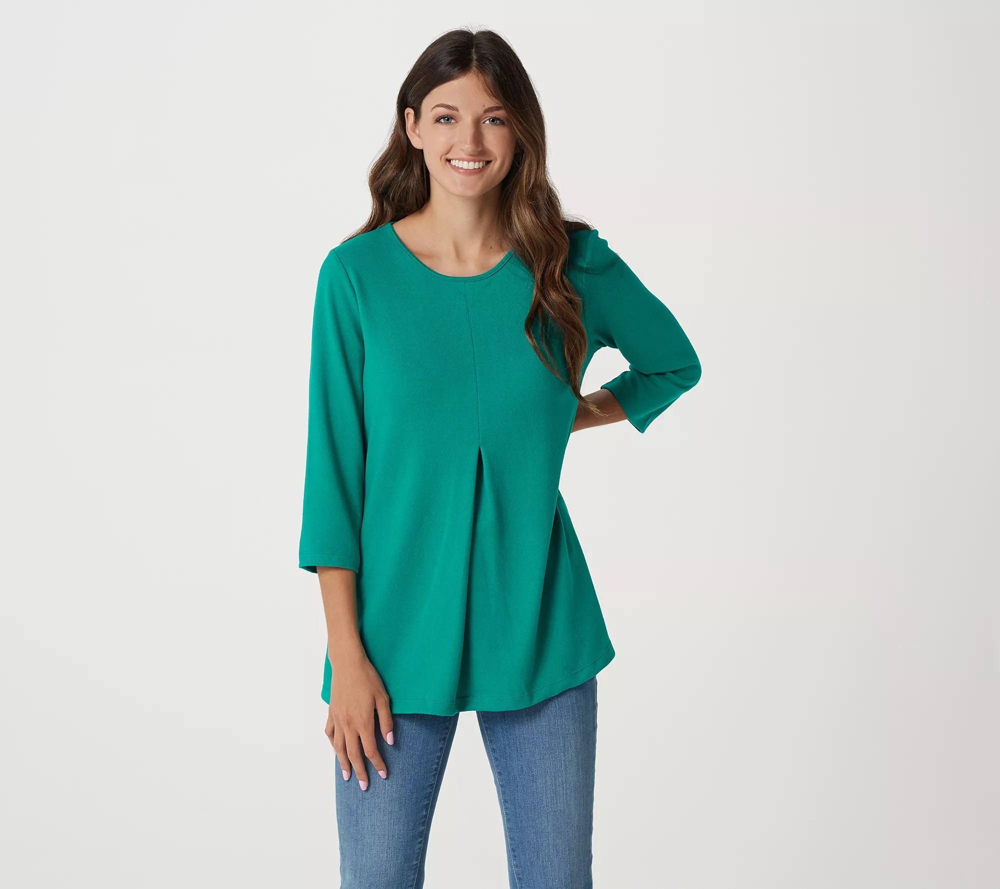 "As Is" Denim & Co. Heavenly Jersey Round Neck 3/4 Sleeve Tunic