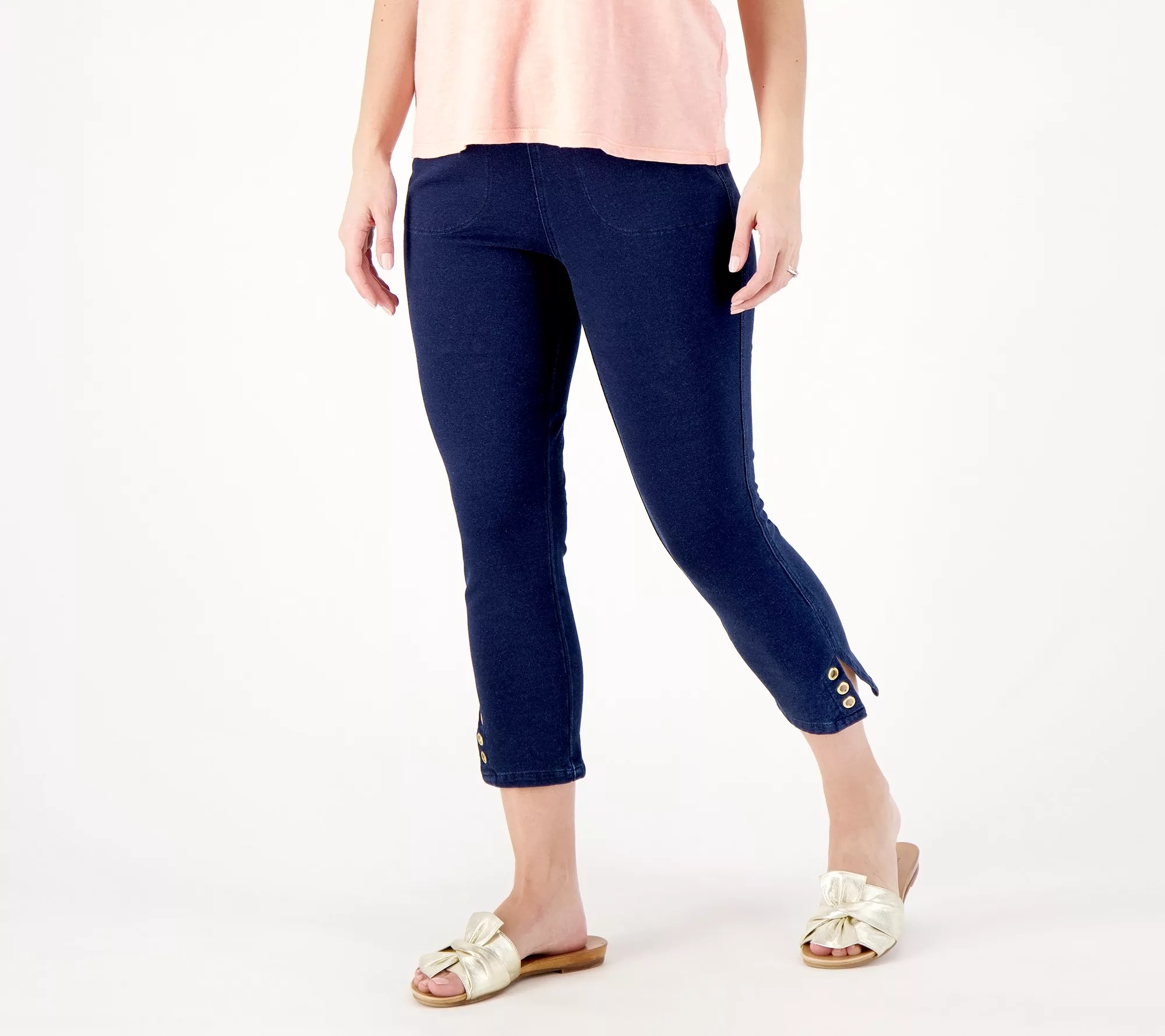 Quacker Factory DreamJeannes Brass Ring Crop Pant