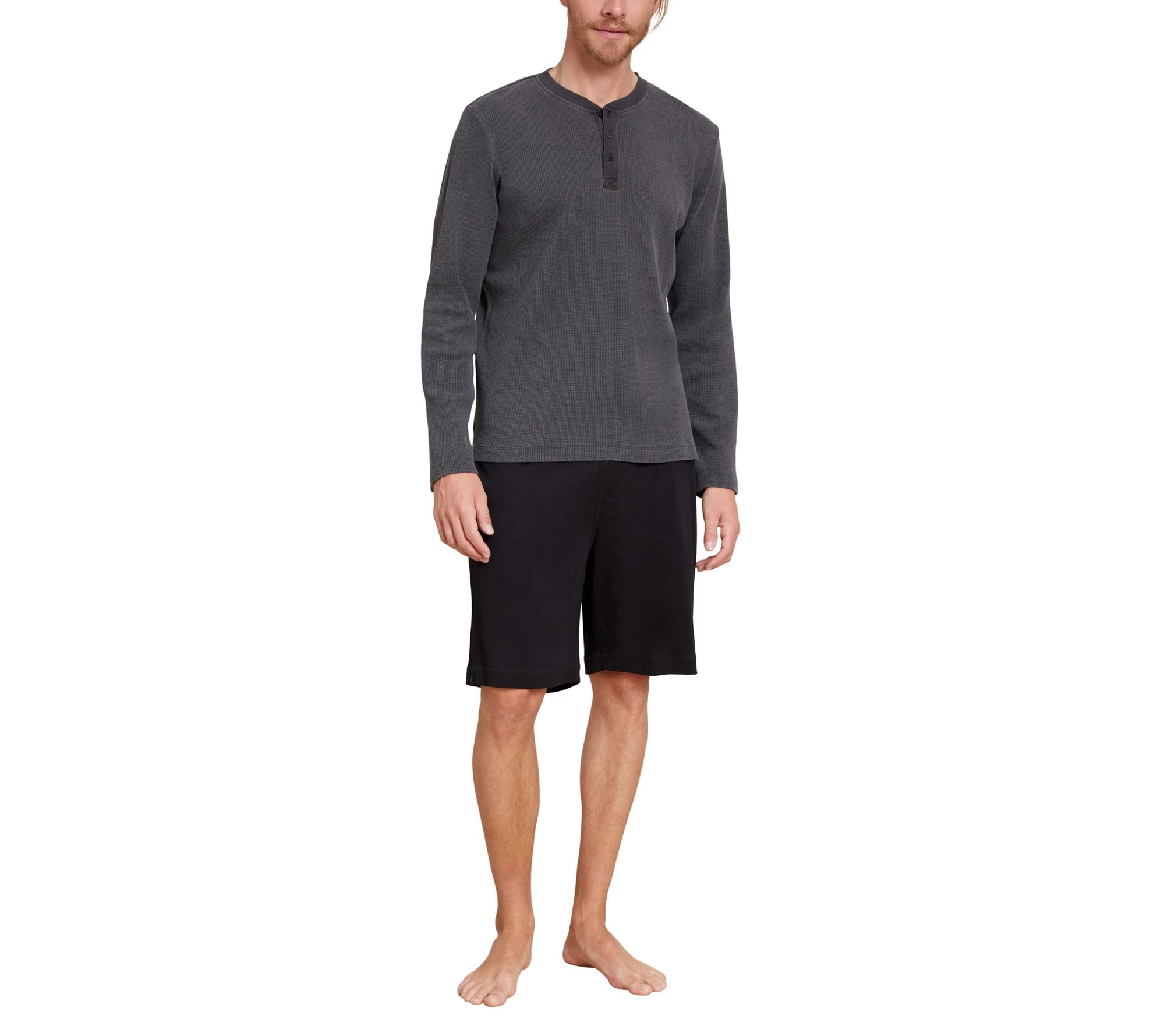 Barefoot Dreams Men's Malibu Collection Waffle Henley Tee