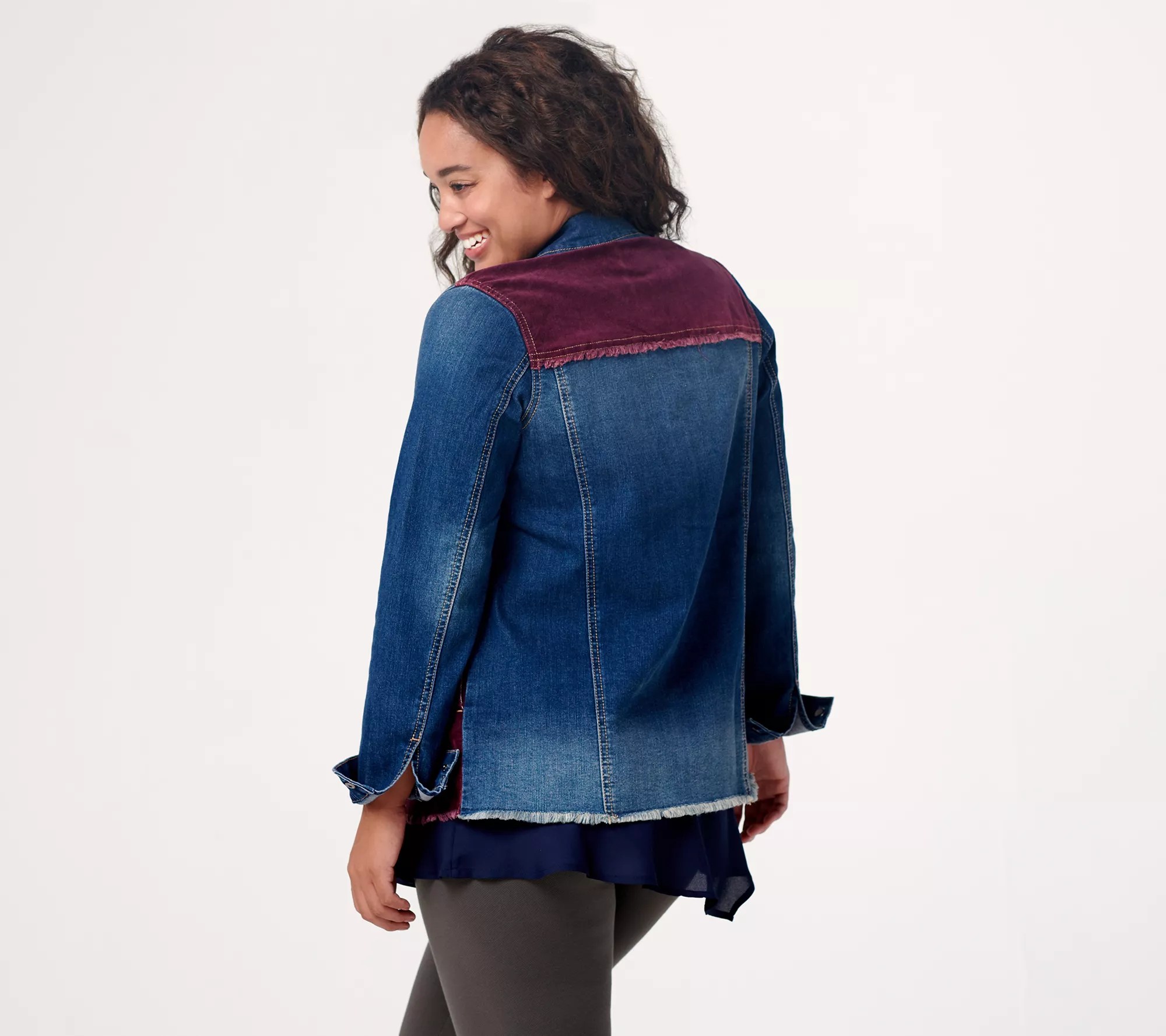LOGO by Lori Goldstein Denim Jacket with Stretch Corduroy