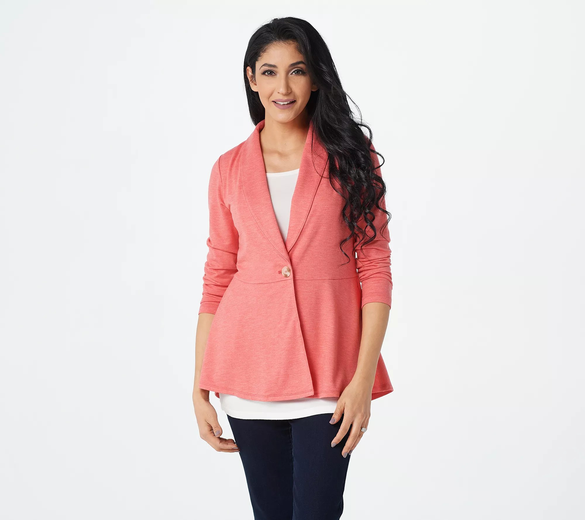 LOGO Lounge by Lori Goldstein French Terry Shawl Collar Jacket