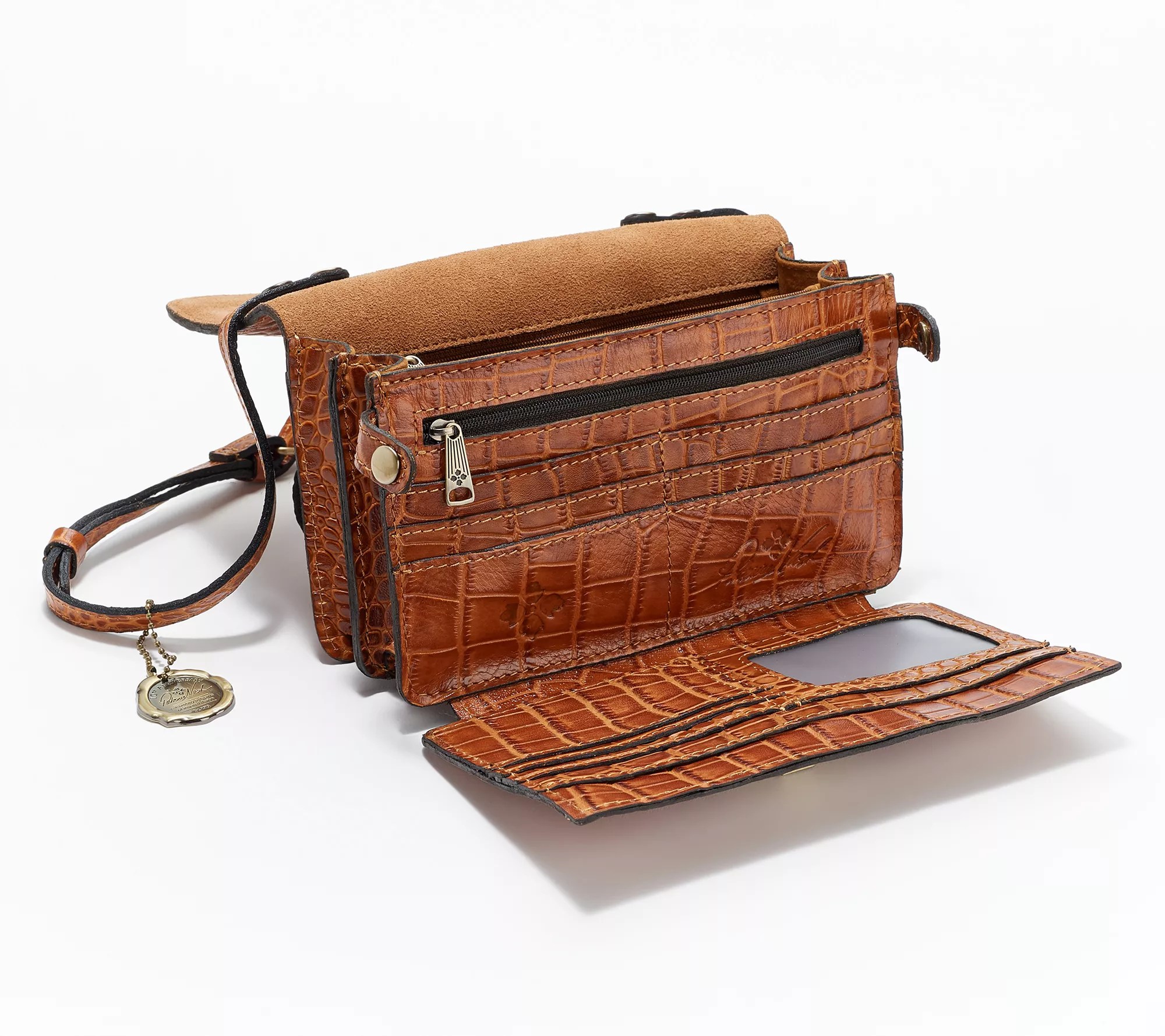 "As Is"Patricia Nash Leather CrocEmbossed Cerrelli Crossbody