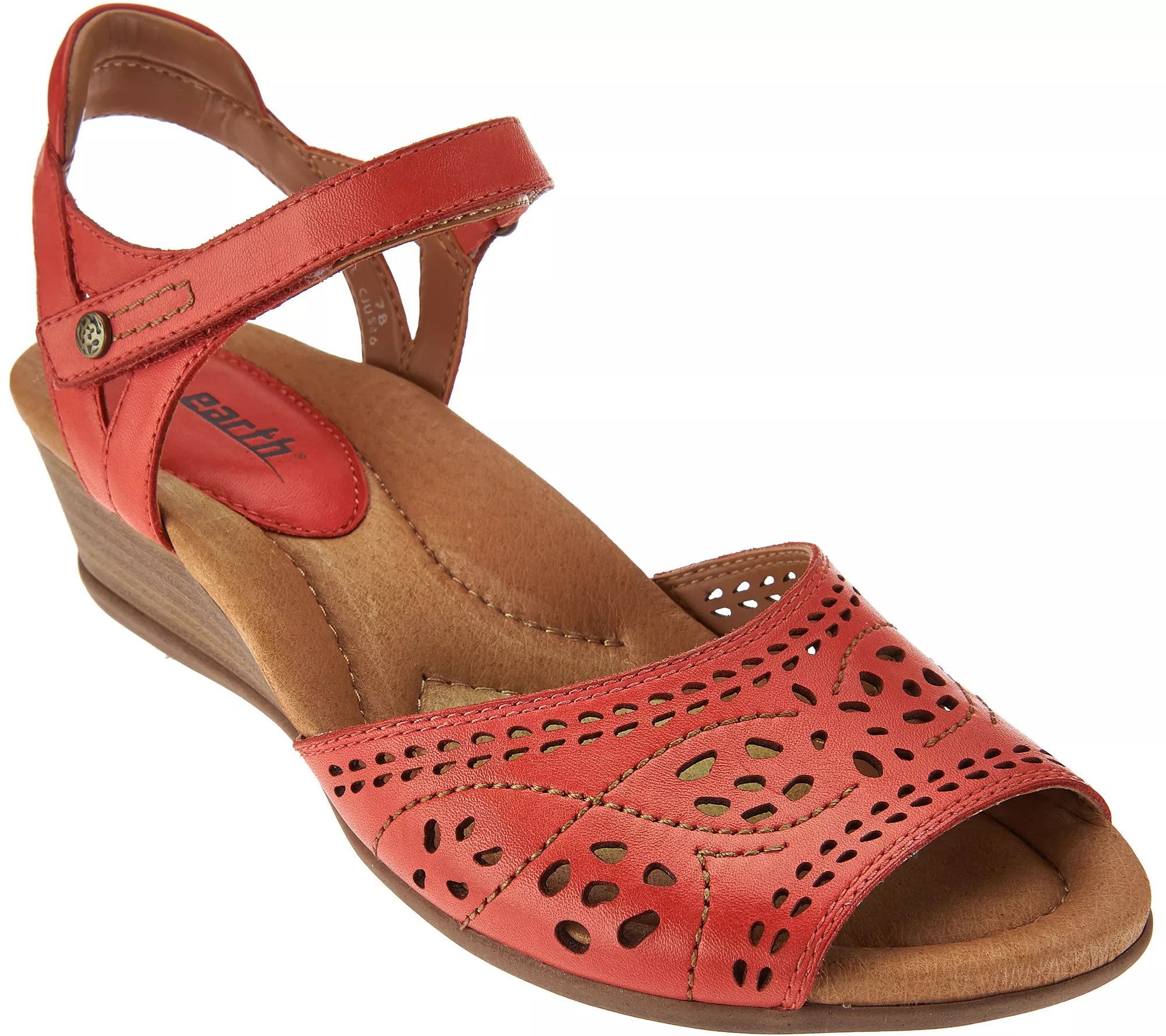 Earth Leather Perforated Sandals with Adj. Ankle Strap Ibis