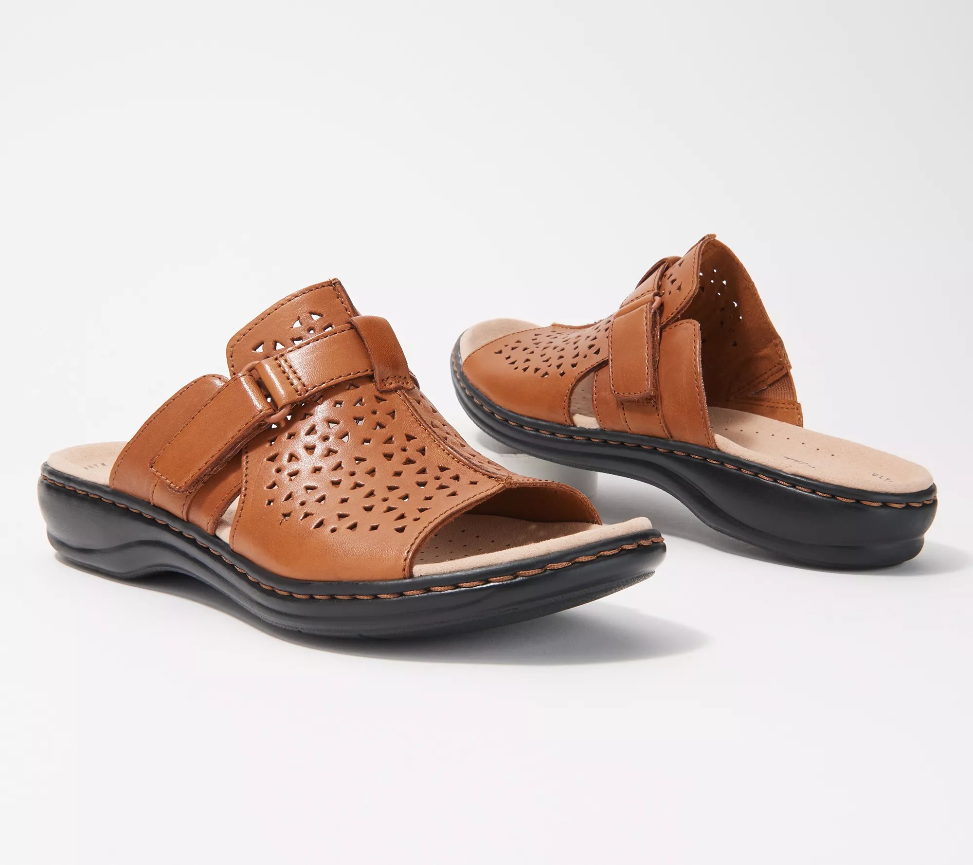 "As Is" Clarks Collection Leather Slide Sandals