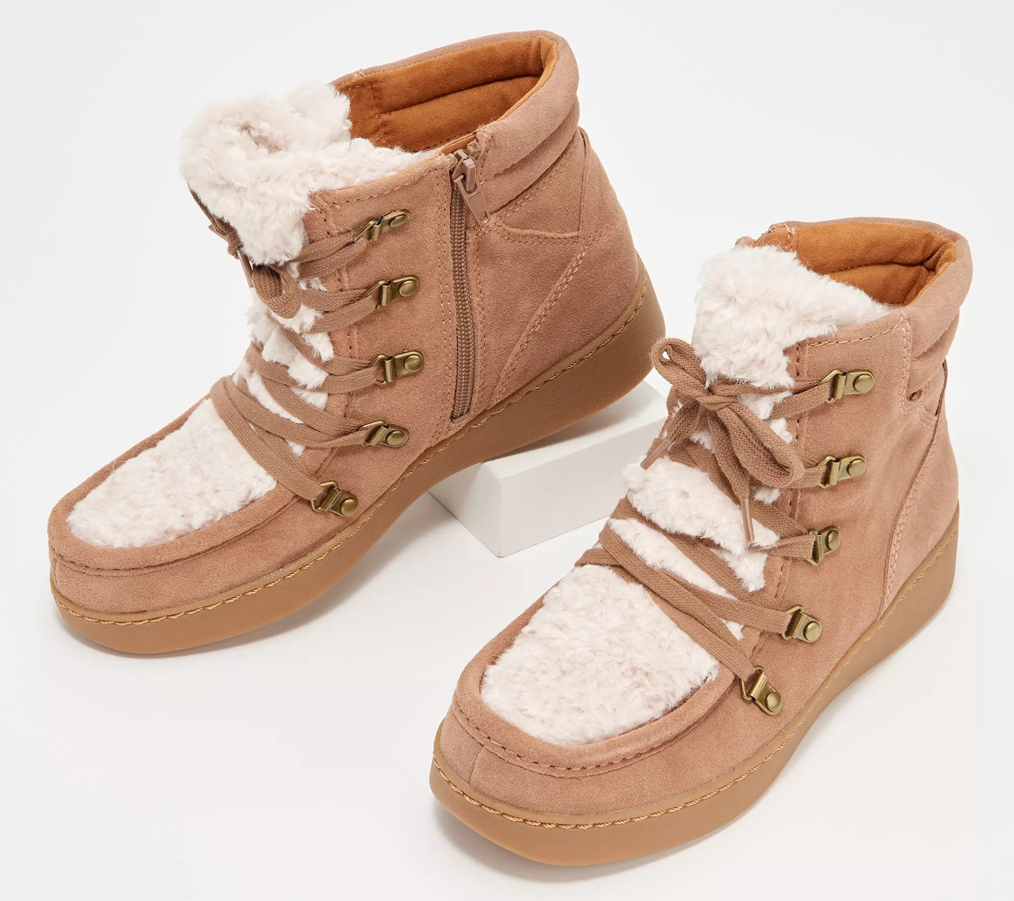 "As Is" Zodiac Suede Faux Shearling Ankle Boots Pierson