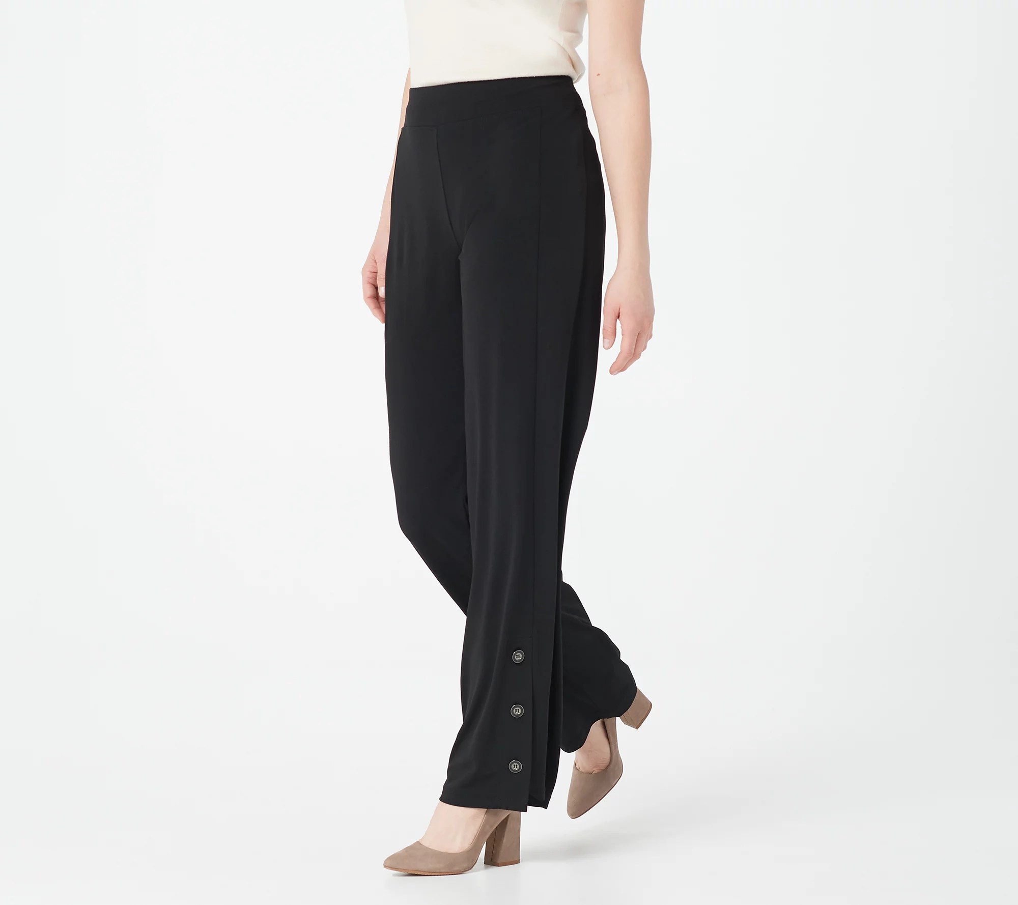 Susan Graver Petite Liquid Knit PullOn Wide Leg Pants