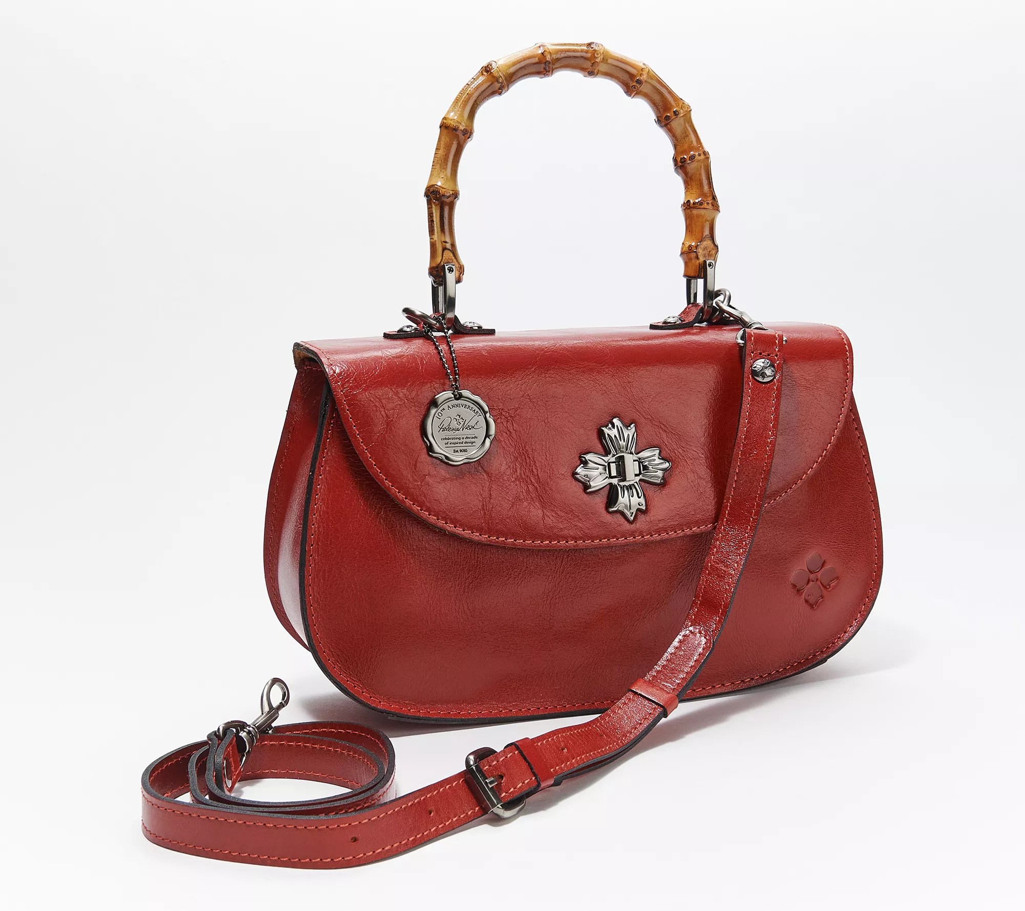 "As Is" Patricia Nash Sinceny Satchel Crossbody with Bamboo Handle