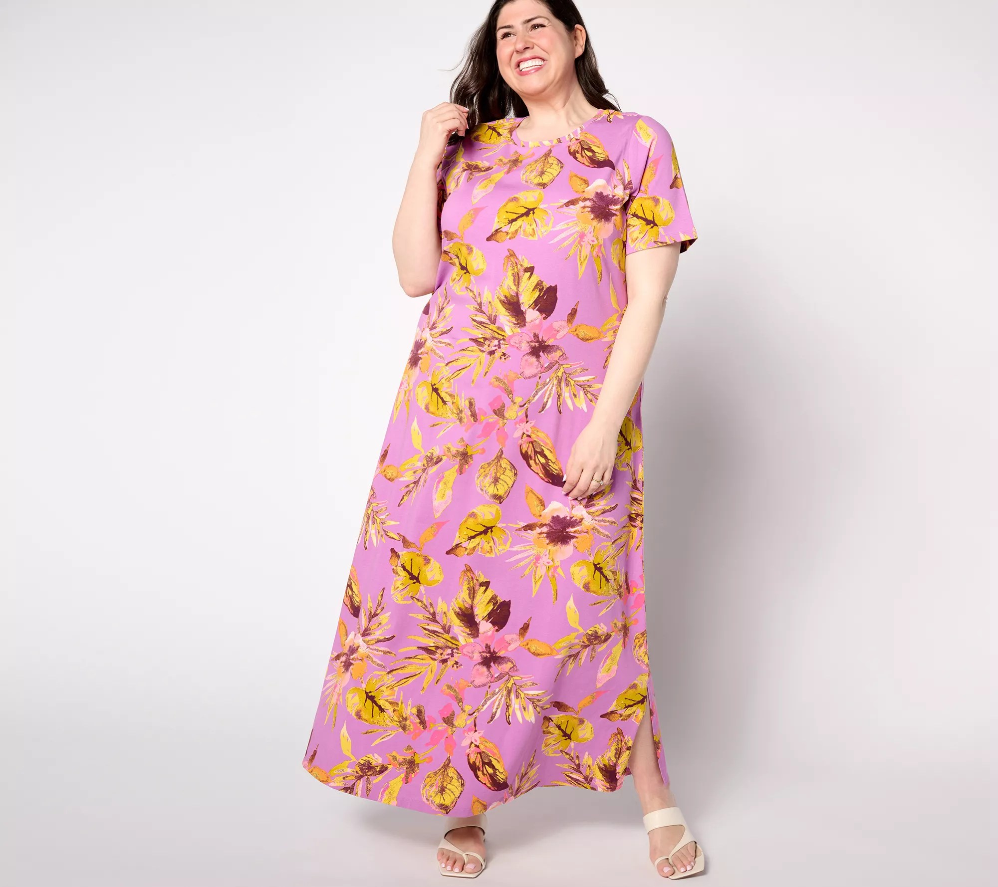 Denim & Co. Beach Short Sleeve Maxi Dress