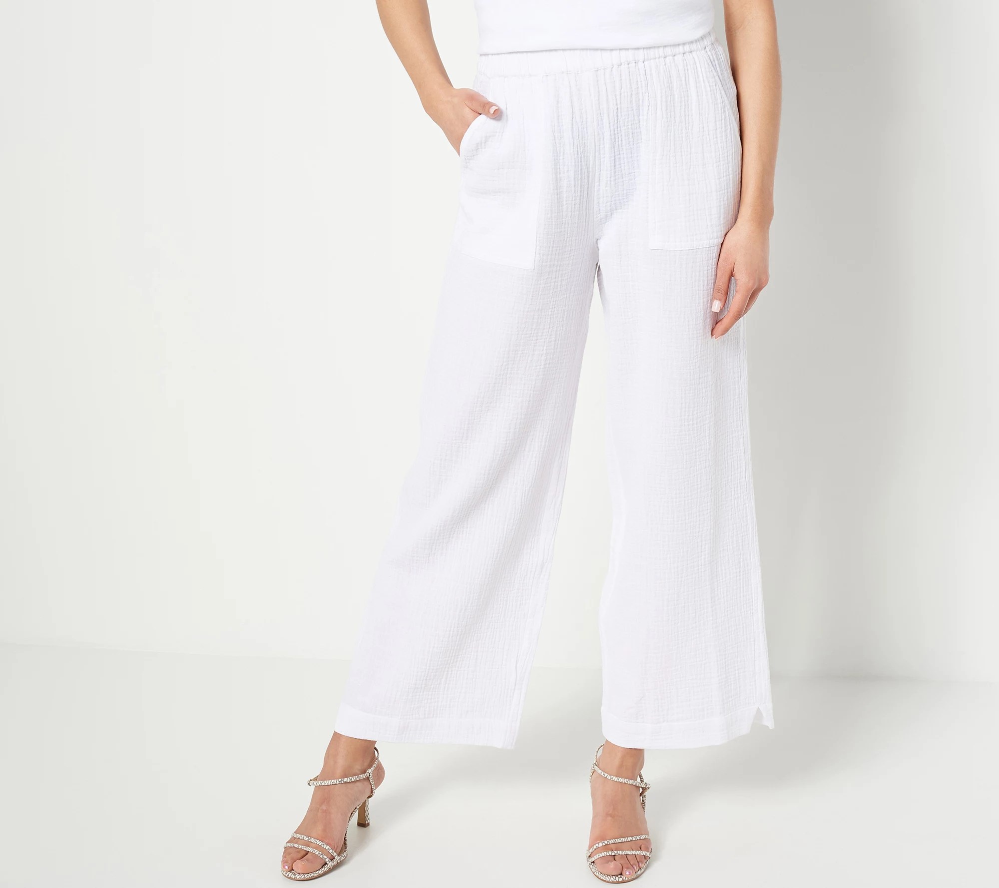 "As Is" Encore by Idina Menzel Regular Cotton Gauze Ankle Pants