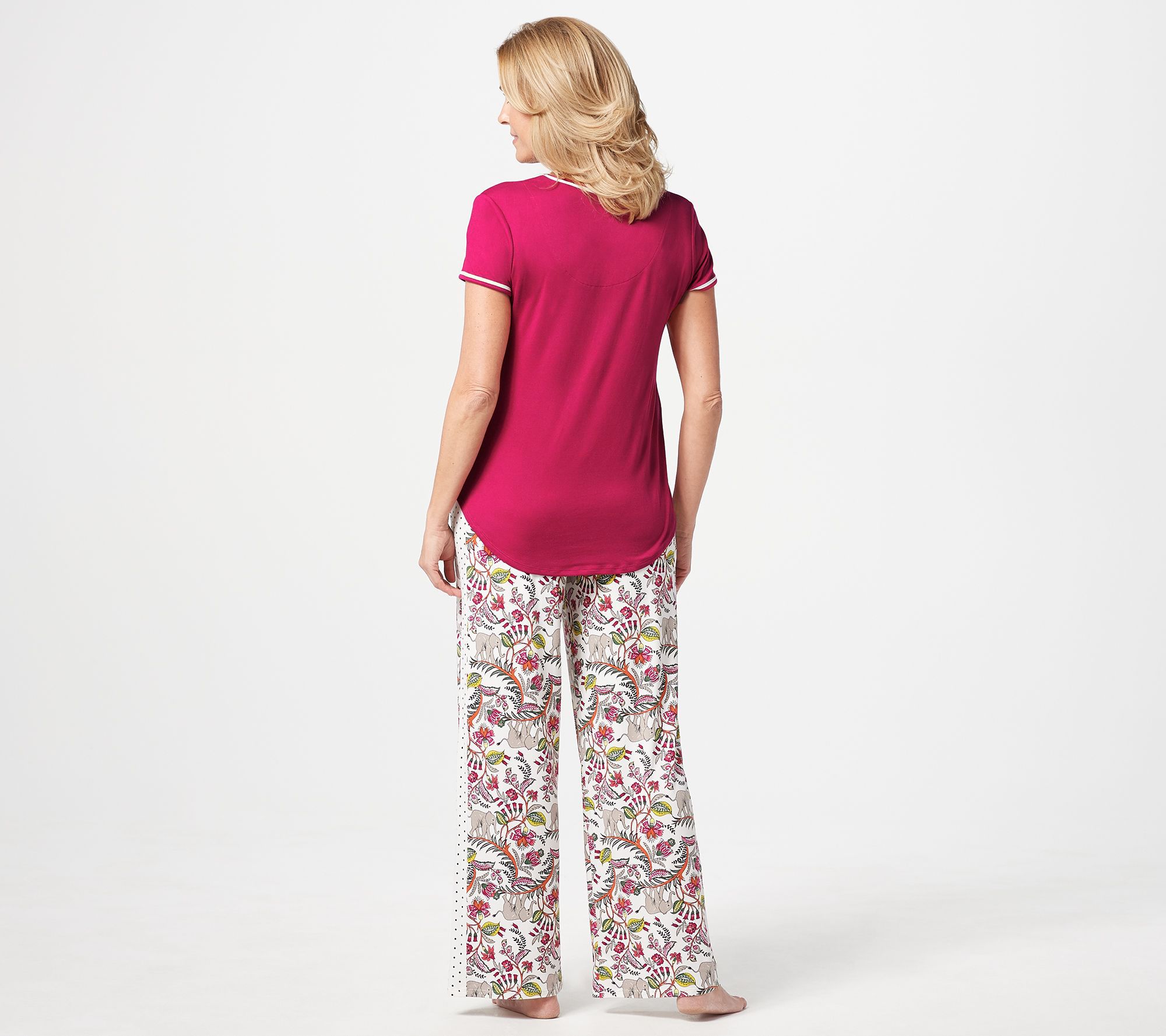 "As Is" Cuddl Duds Cool & Airy Jersey ColorBlock Pajama Set