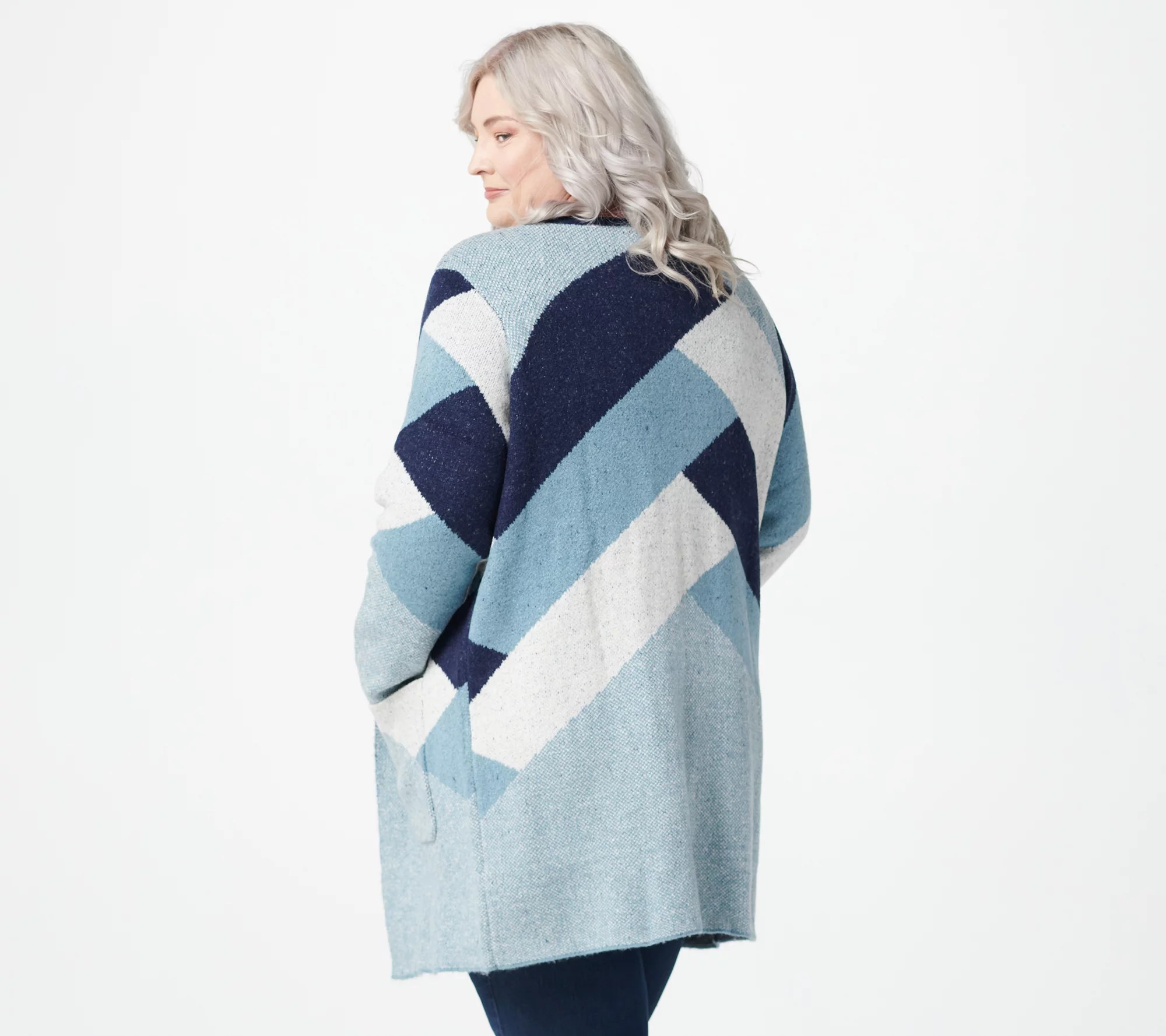 Denim & Co. Regular Jacquard Open Front Cardigan with Pockets