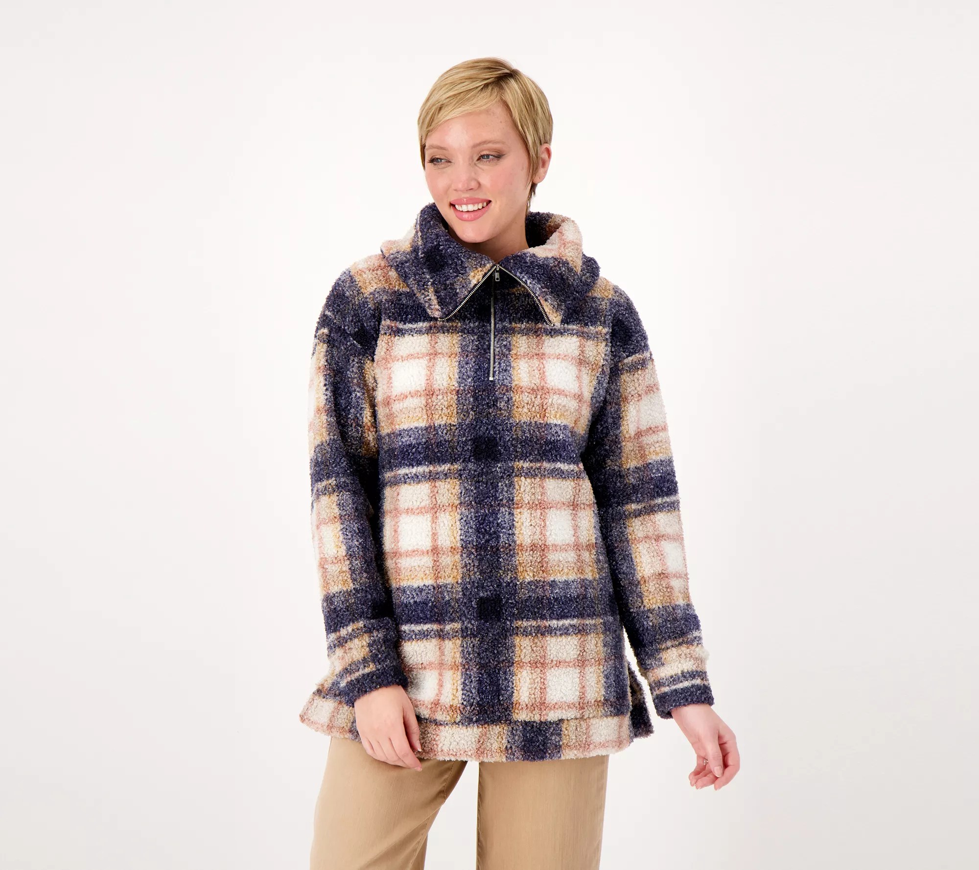 Cuddl Duds Curly Sherpa 1/2 Zip Pullover