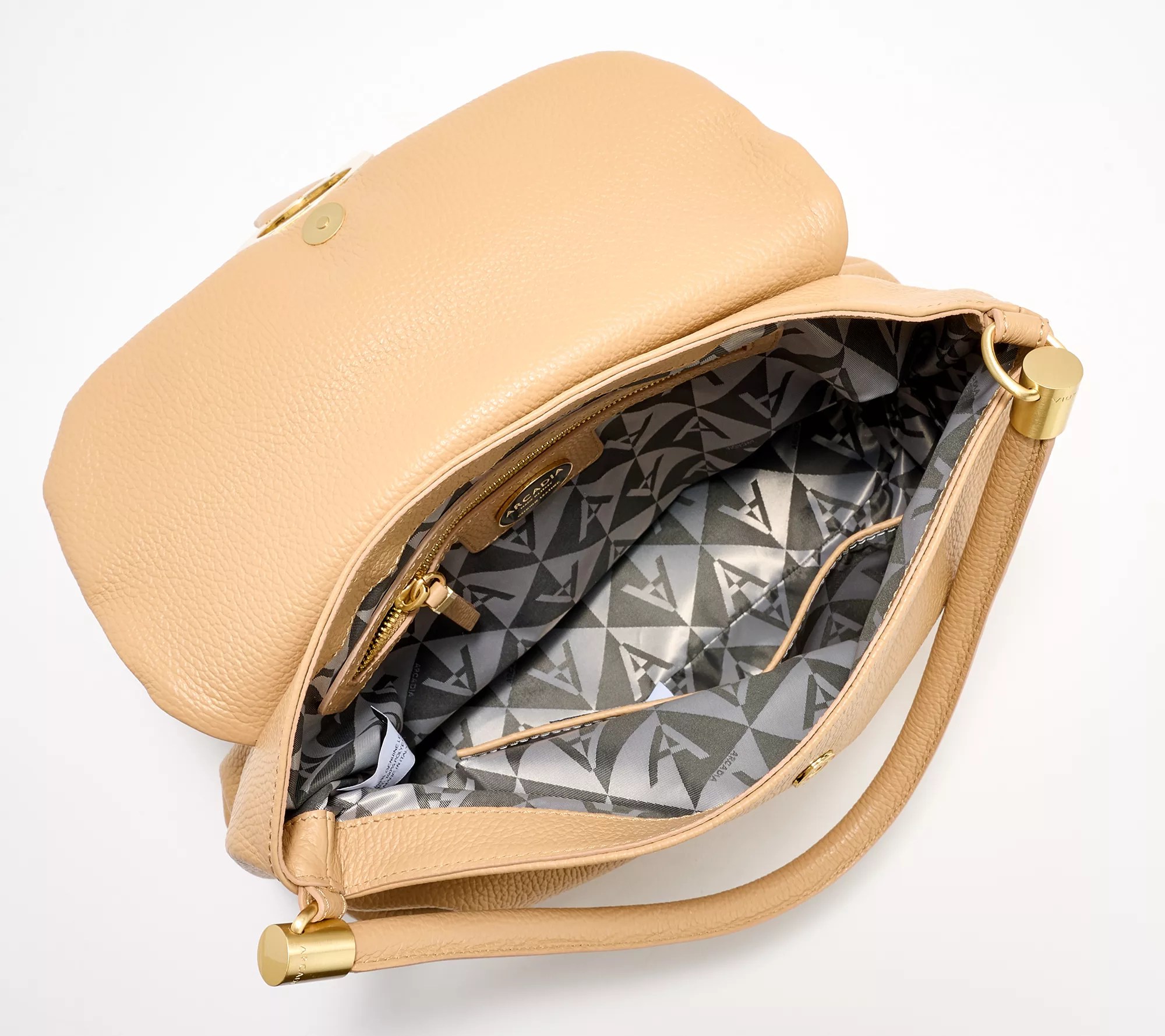 Arcadia Pebbled Leather Sunrise Shoulder Bag