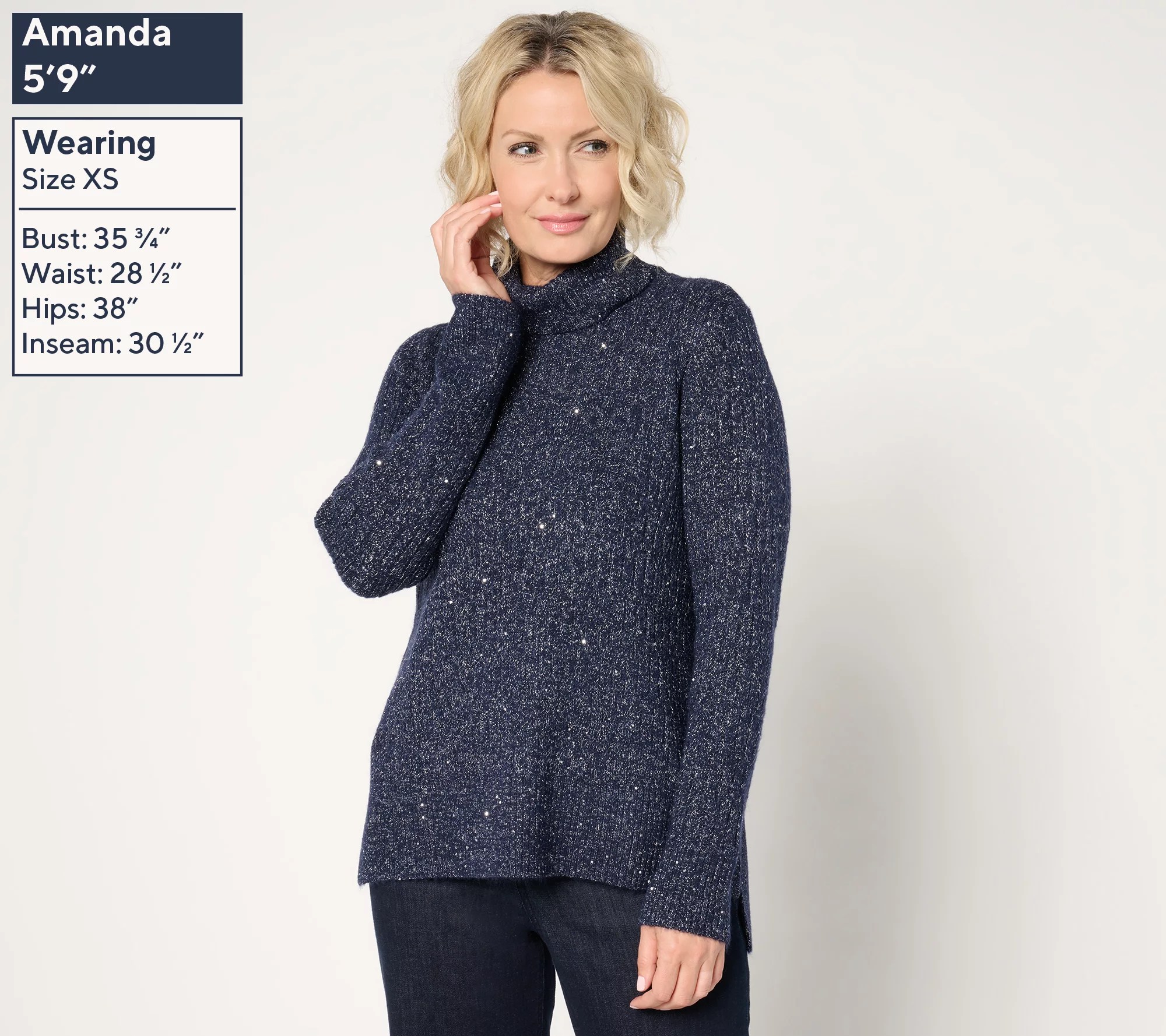 Joan Rivers Red Carpet Turtleneck Sequin Sweater