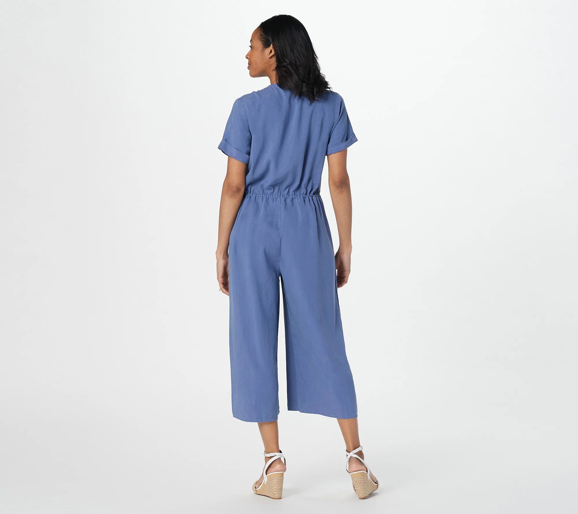 "As Is" Side Stitch Tencera Jumpsuit with Tie Waist
