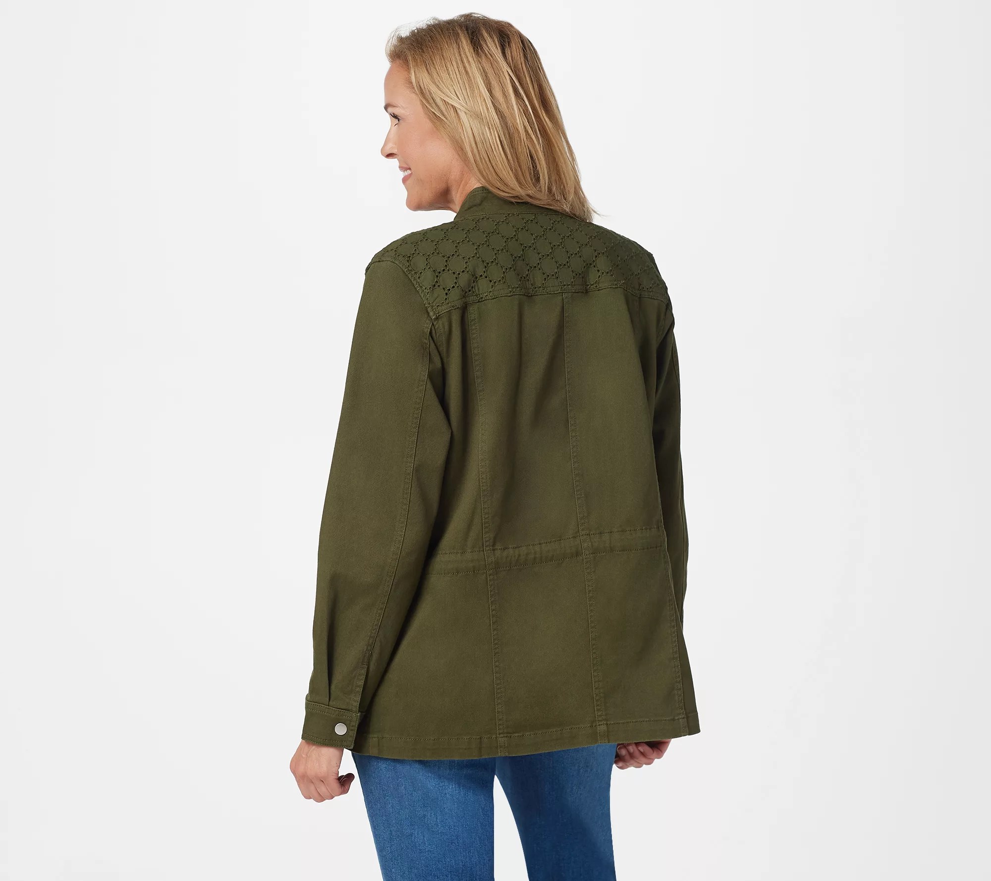 Denim & Co. Utility Jacket with Eyelet Trim