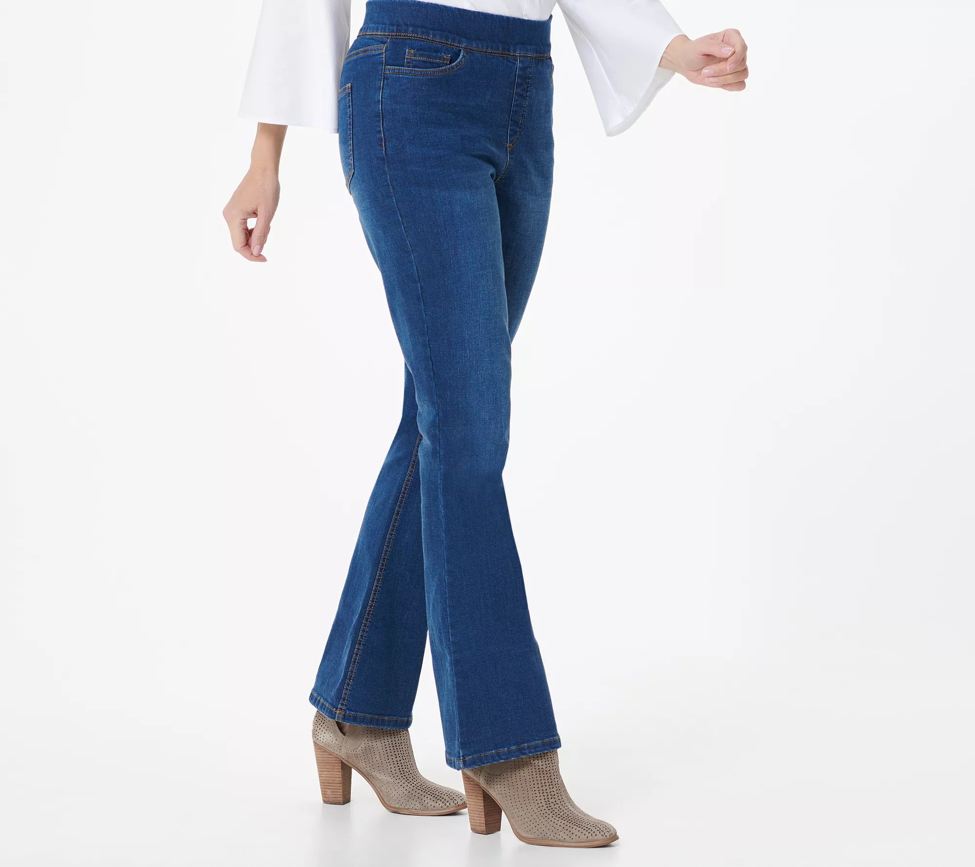 "As Is" Denim & Co. Regular Cozy Touch Denim PullOn Bootcut Jeans